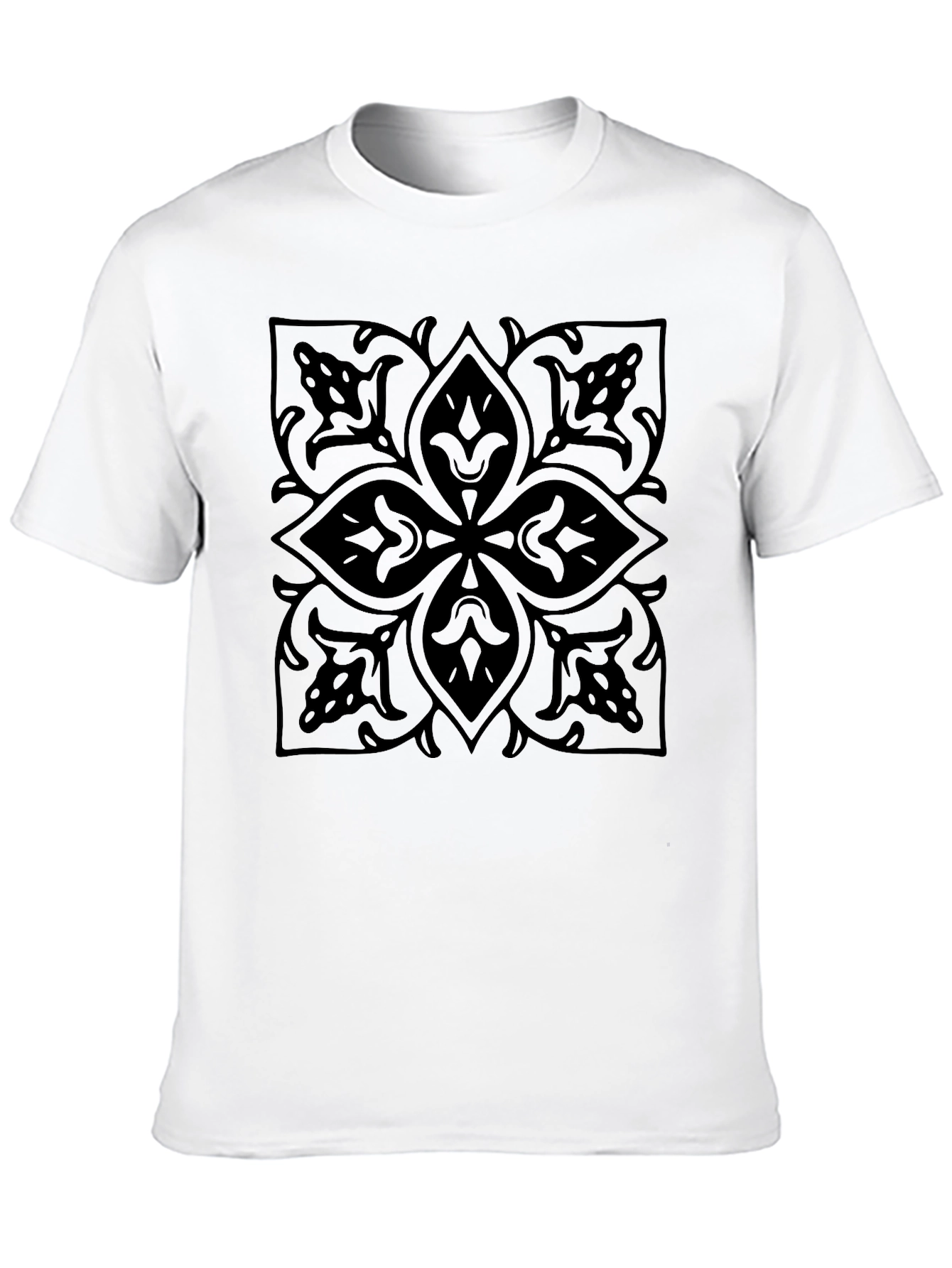 Black Floral Pattern Graphic Tee