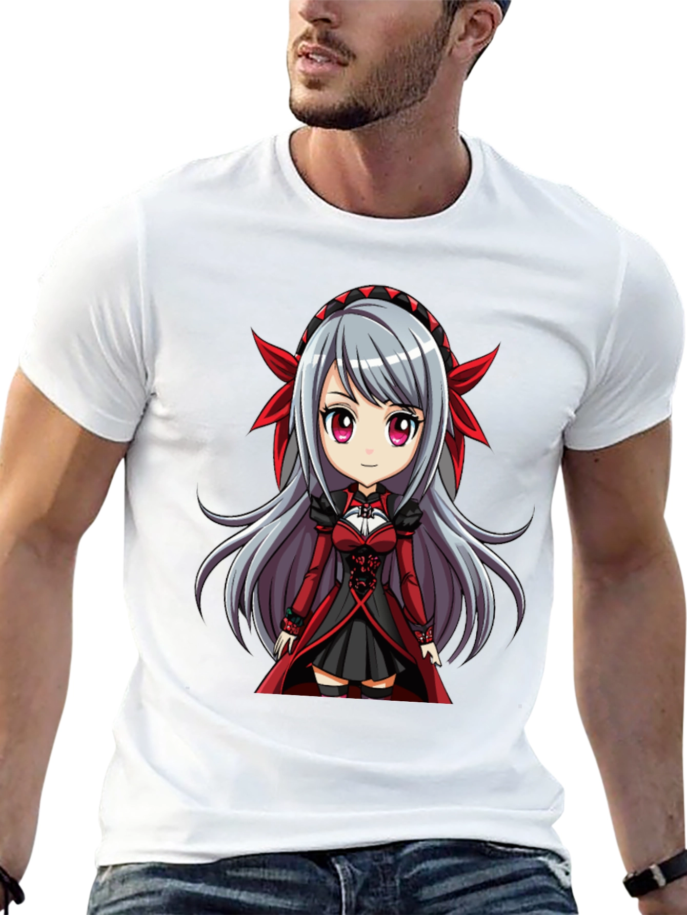 Anime Girl Graphic T-Shirt - Black