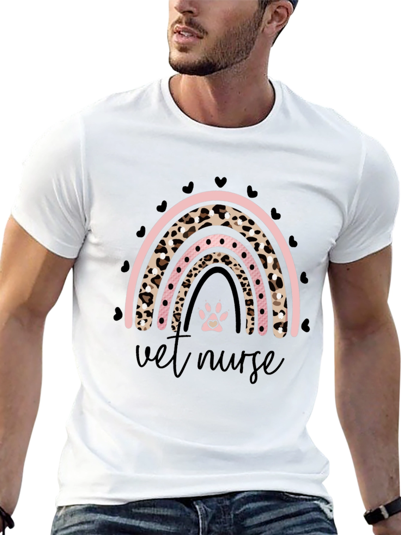 Vet Nurse Leopard Rainbow T-Shirt