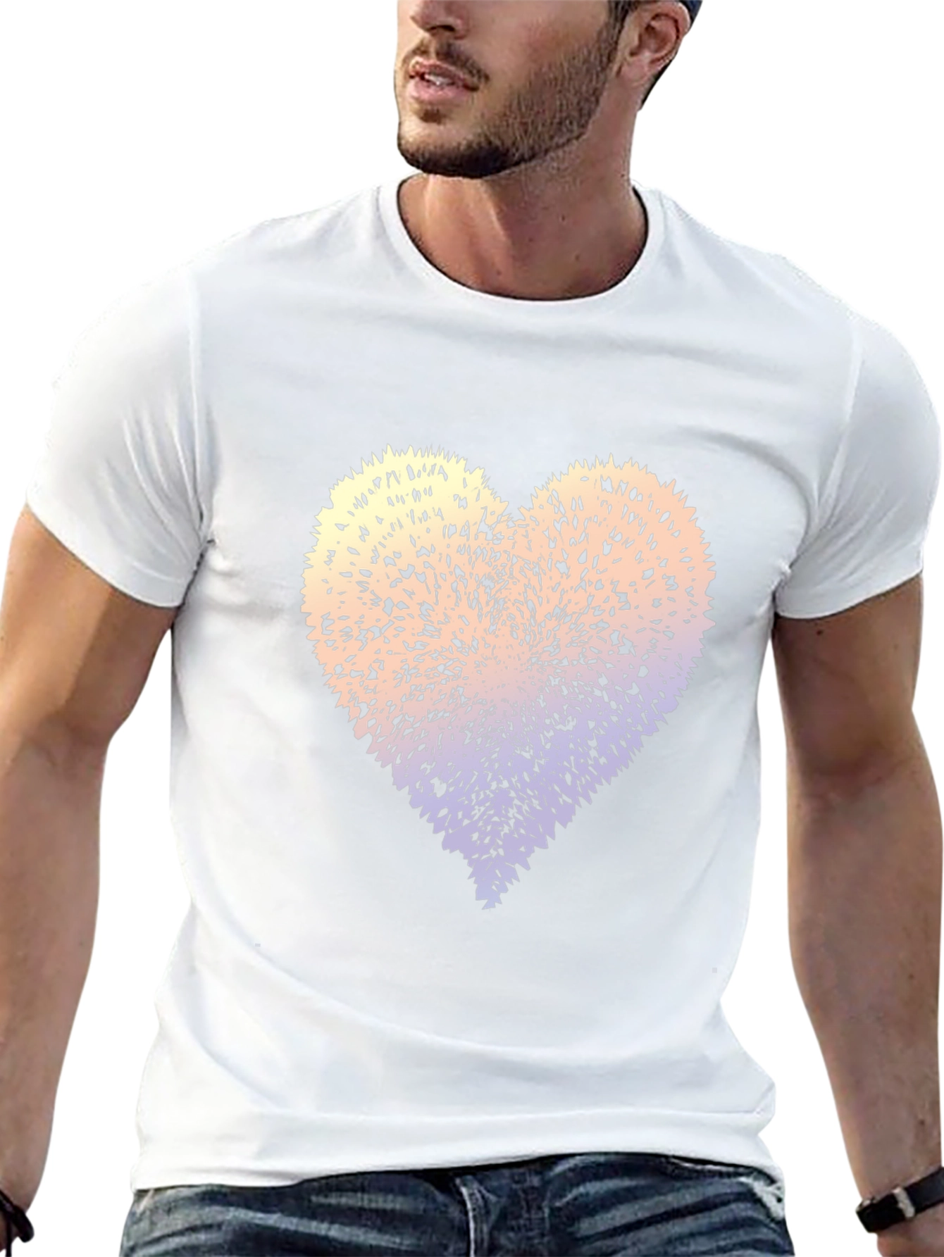 Abstract Heart Graphic Tee - Stylish Mens Black T-Shirt
