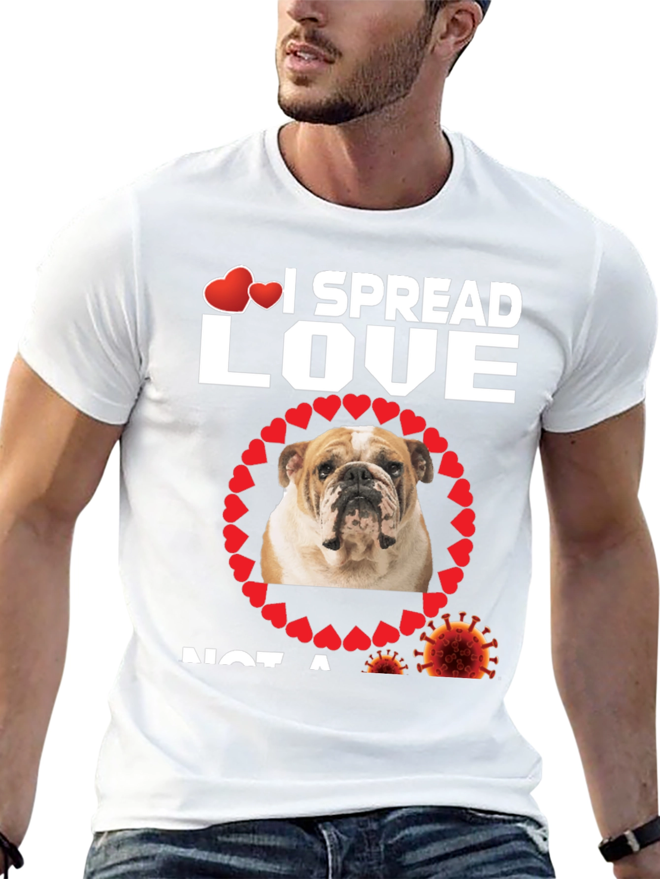 I Spread Love Bulldog Graphic T-Shirt
