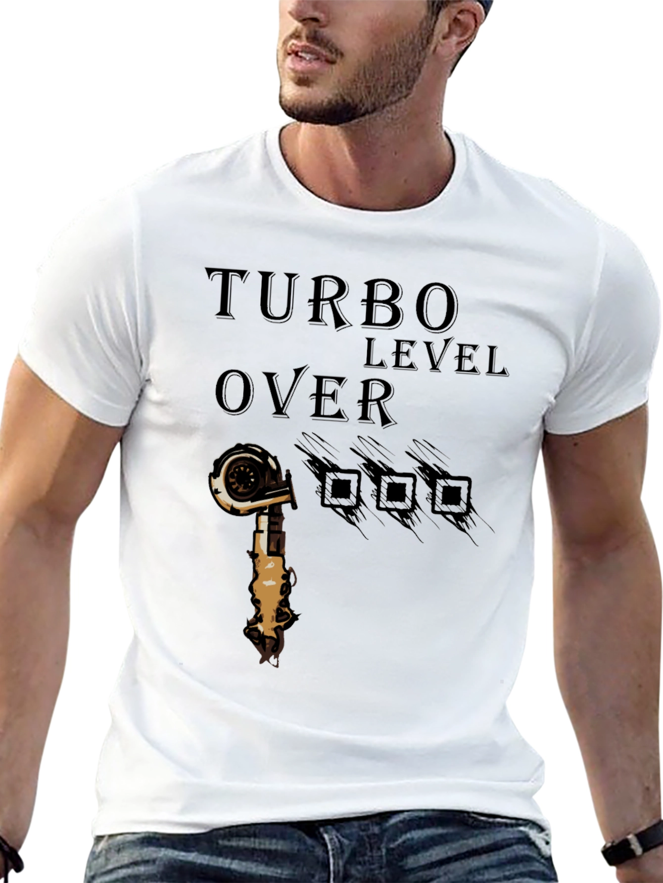 Turbo Level Over 9000 Black Graphic T-Shirt