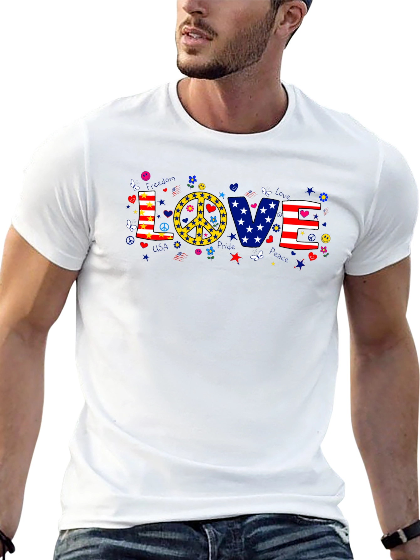 Love & Peace Graphic T-Shirt - Patriotic