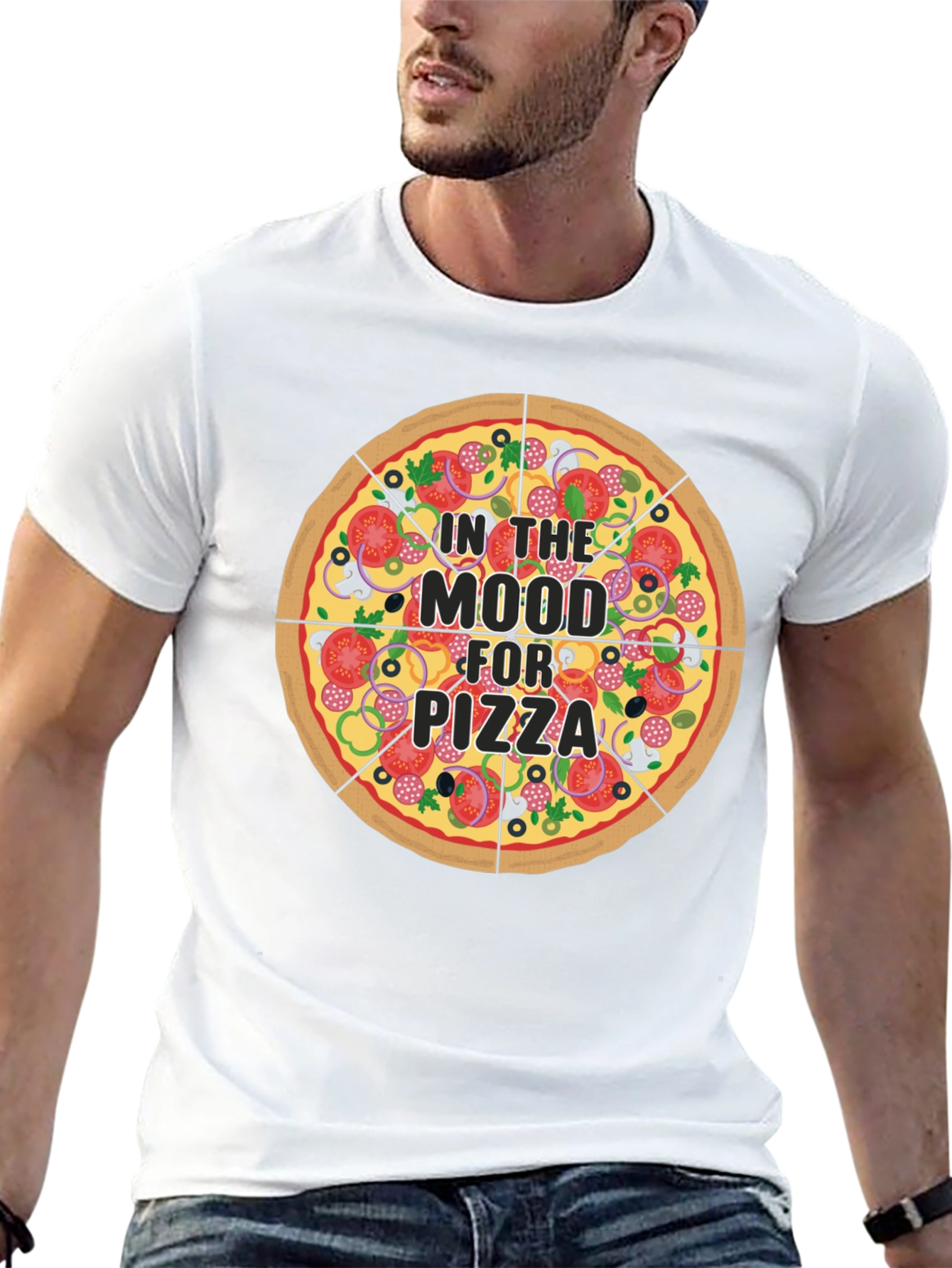 Pizza Mood Graphic Black T-Shirt - Novelty Food Tee