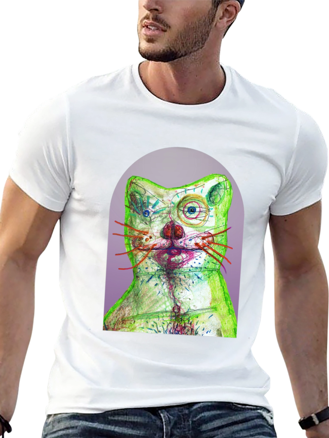 Artistic Cat Graphic T-Shirt - Unique Design
