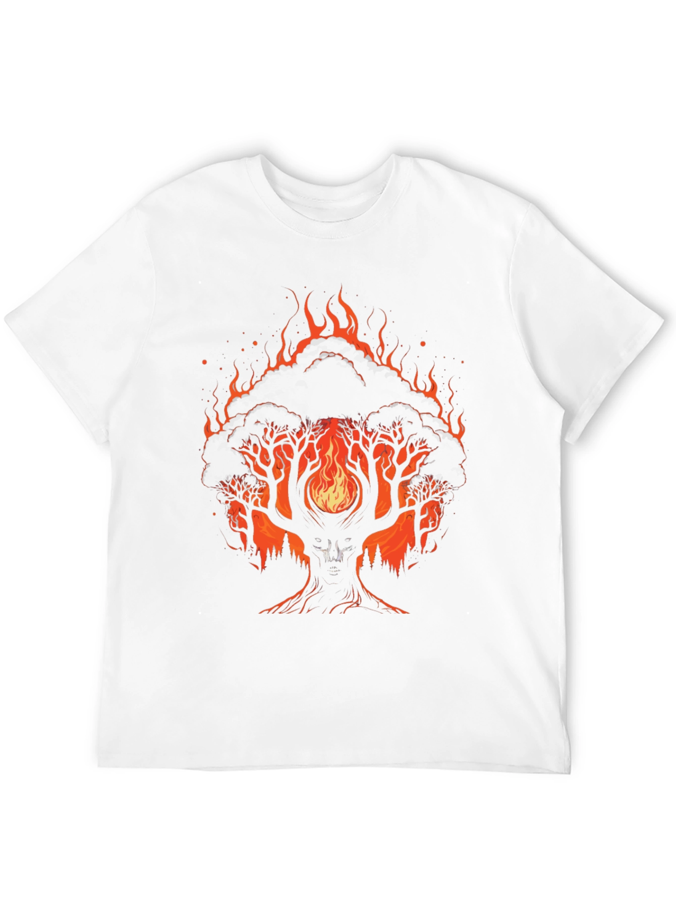 Fiery Tree Graphic Tee - Unique Design