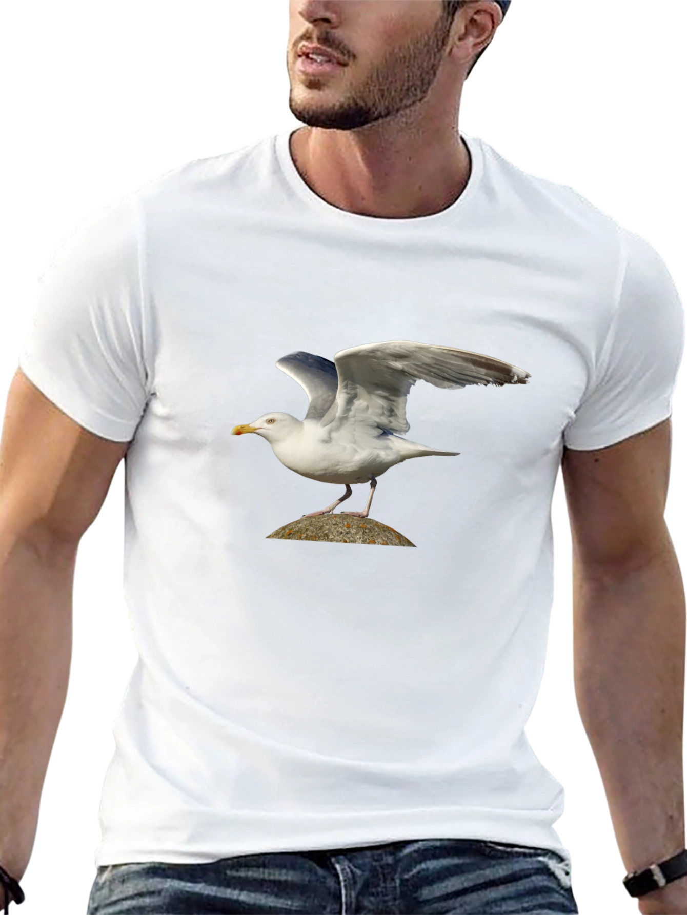 Seagull Graphic Tee - Black Bird Lover Shirt