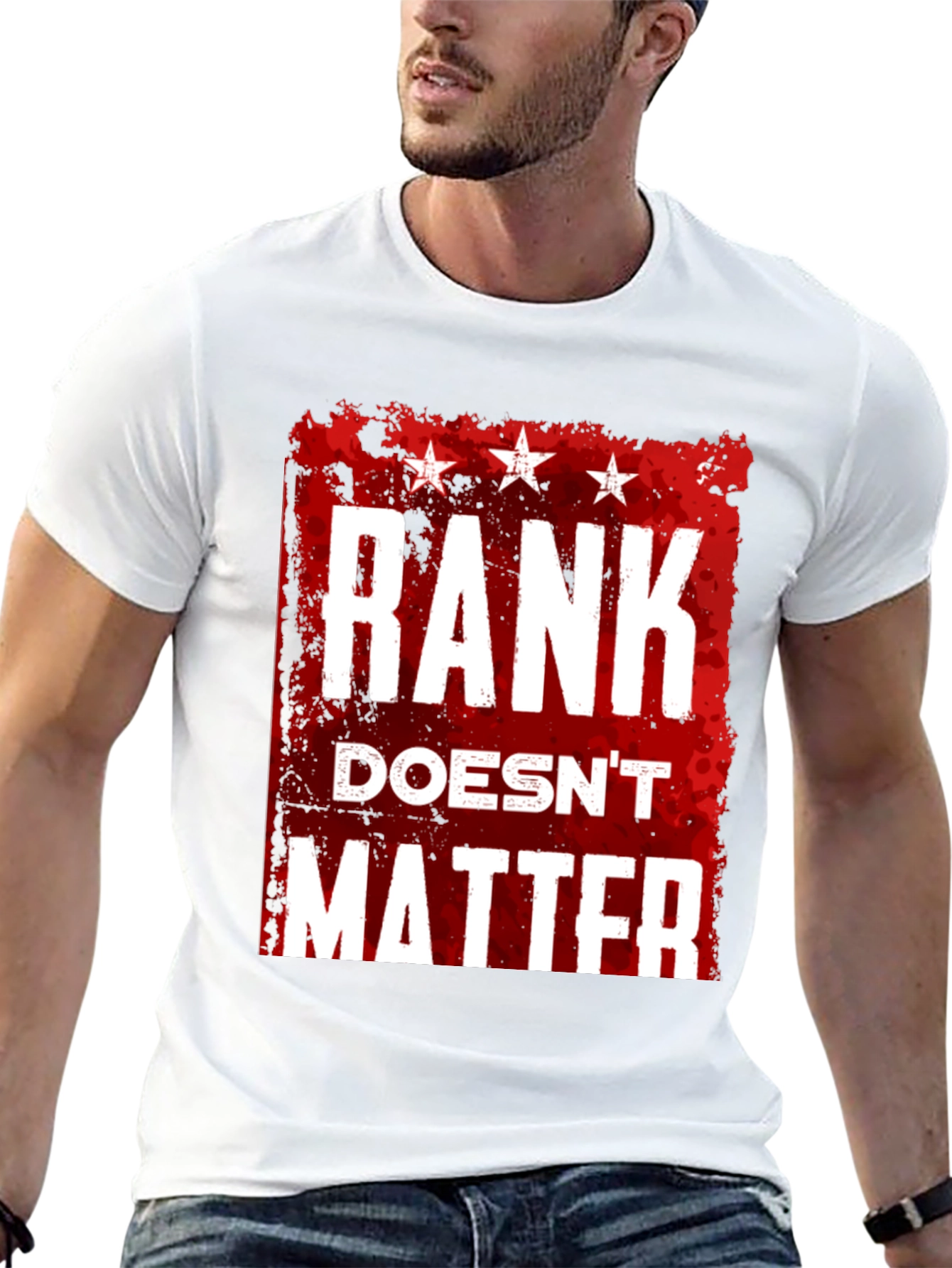 Rank Doesnt Matter Graphic Tee - Black Casual Shirt