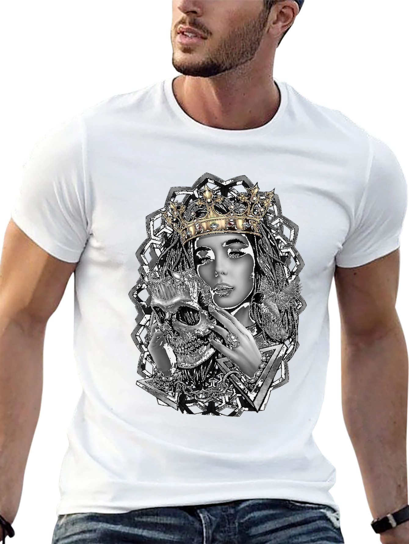 Queen & Skull Graphic Tee - Edgy Fashion
