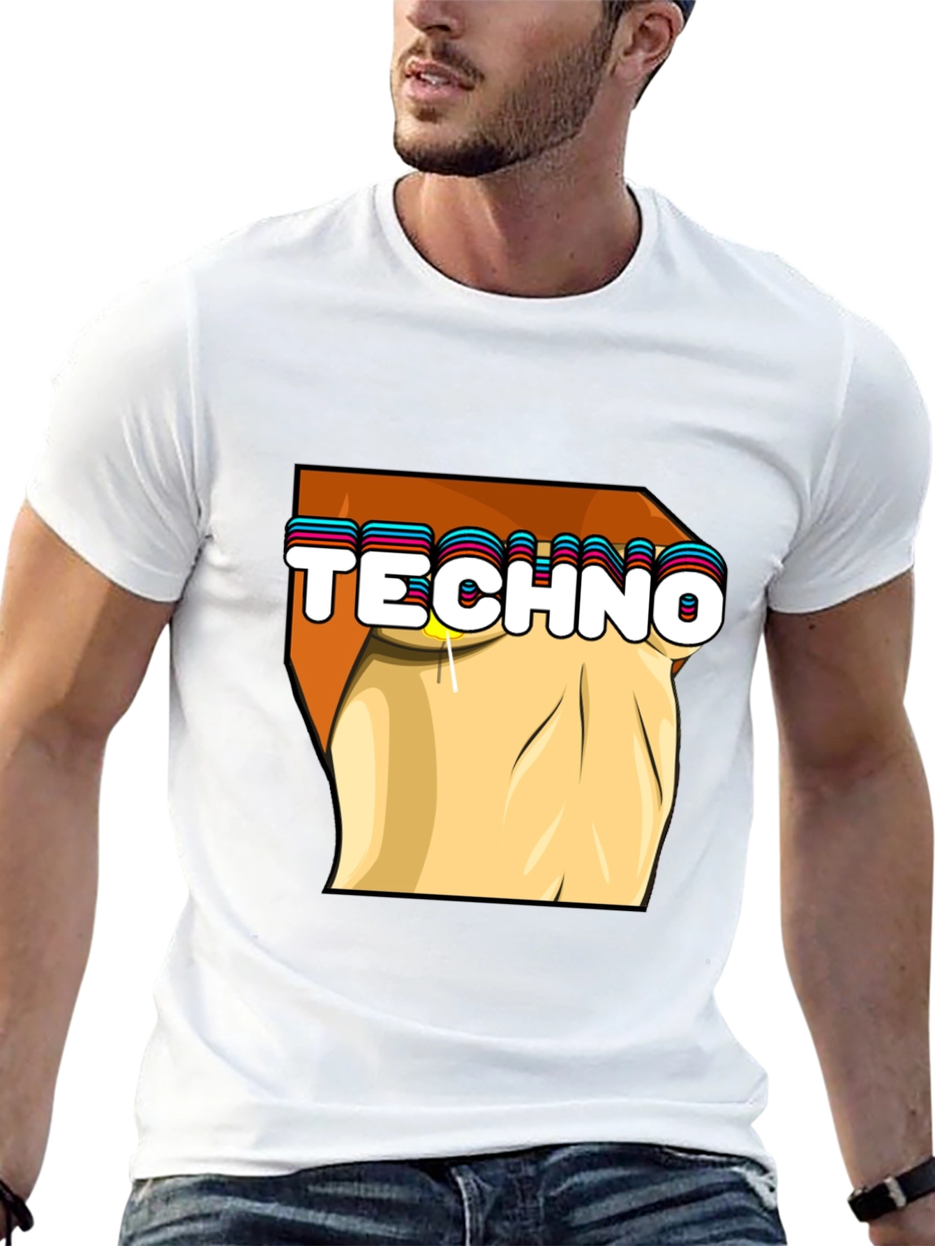 Techno Graphic Tee - Stylish Black Cotton T-Shirt