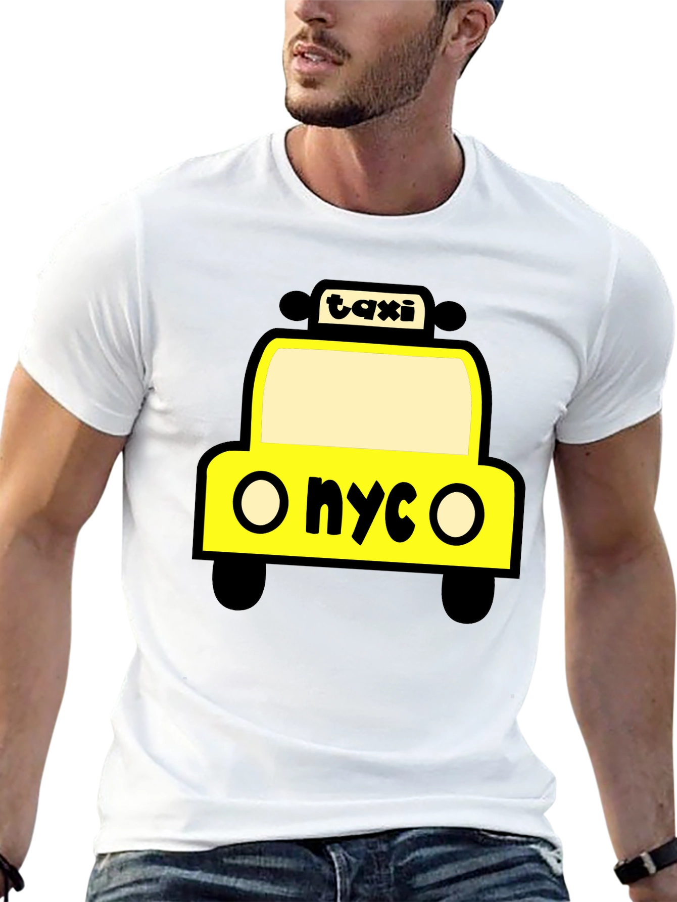NYC Taxi Graphic Tee - Black Cotton T-Shirt