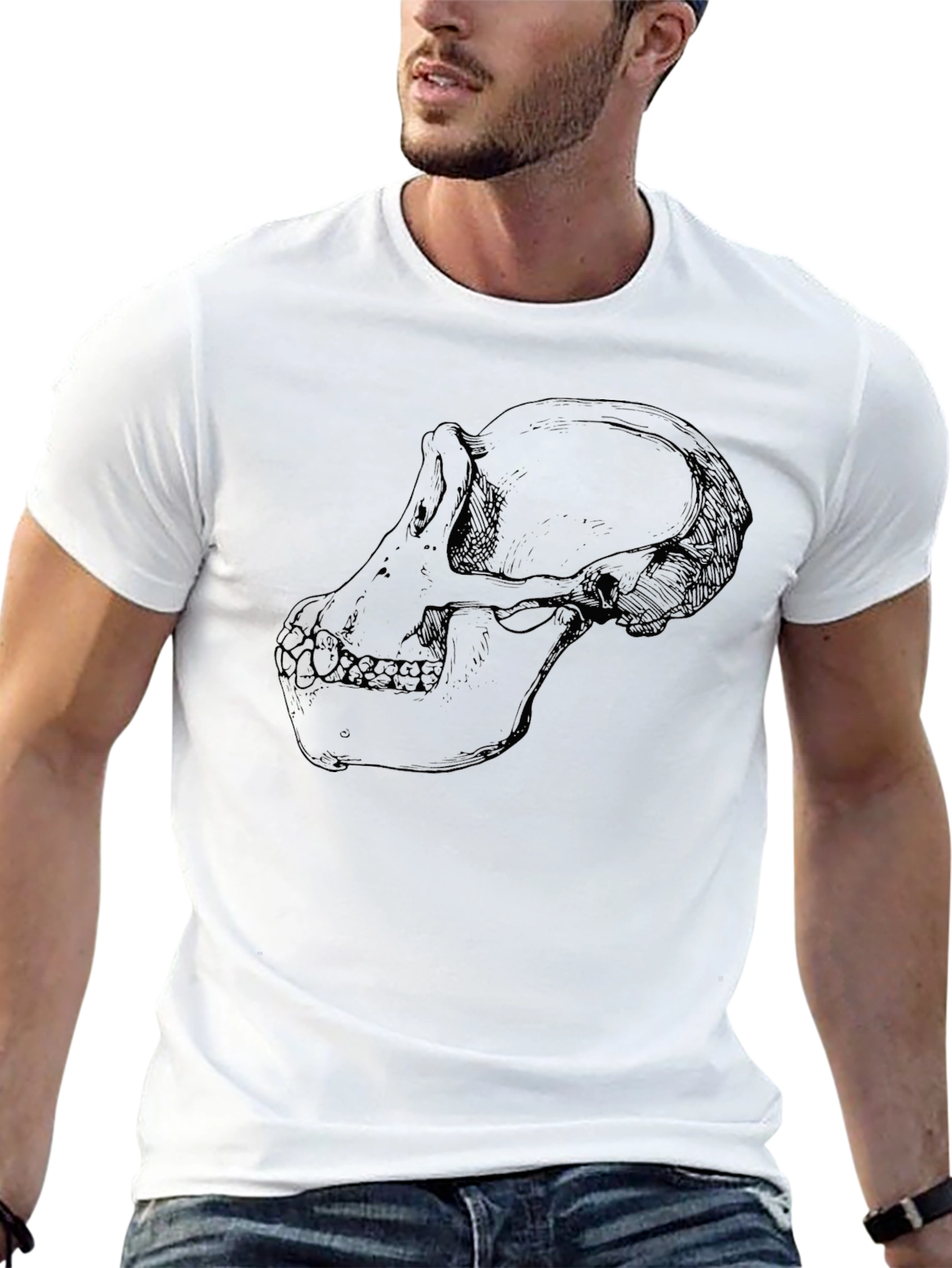 Primate Skull Graphic Black T-Shirt