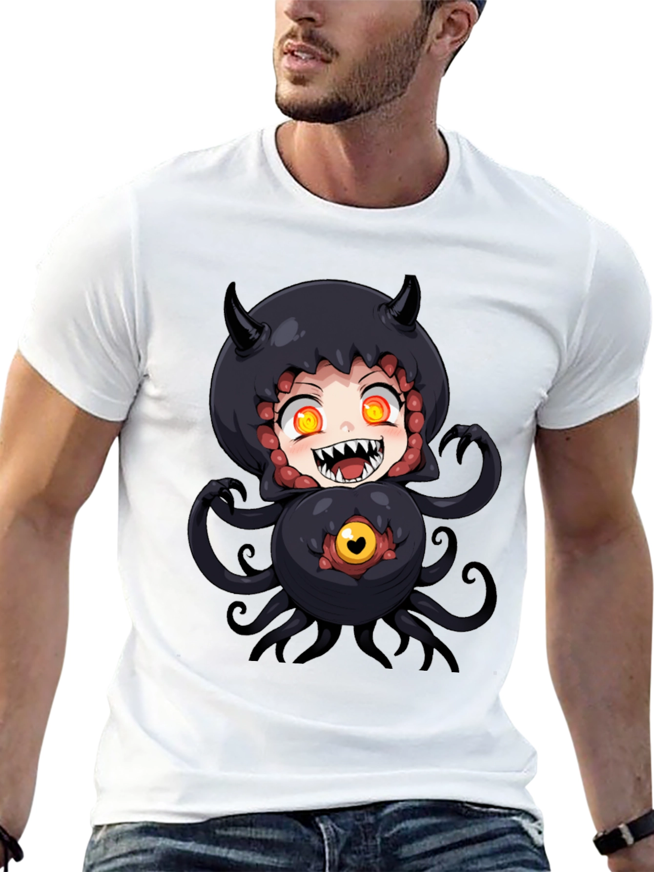 Anime Monster Graphic Black T-Shirt