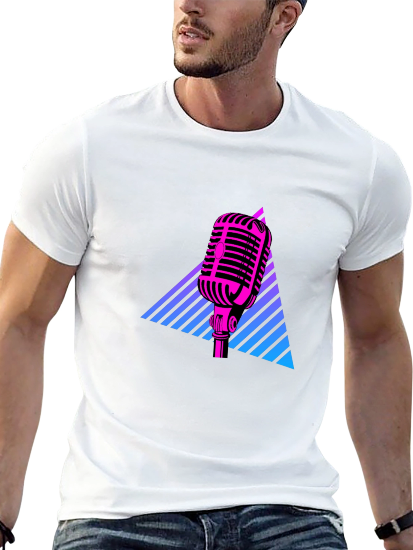 Retro Microphone T-Shirt - 80s Inspired Design