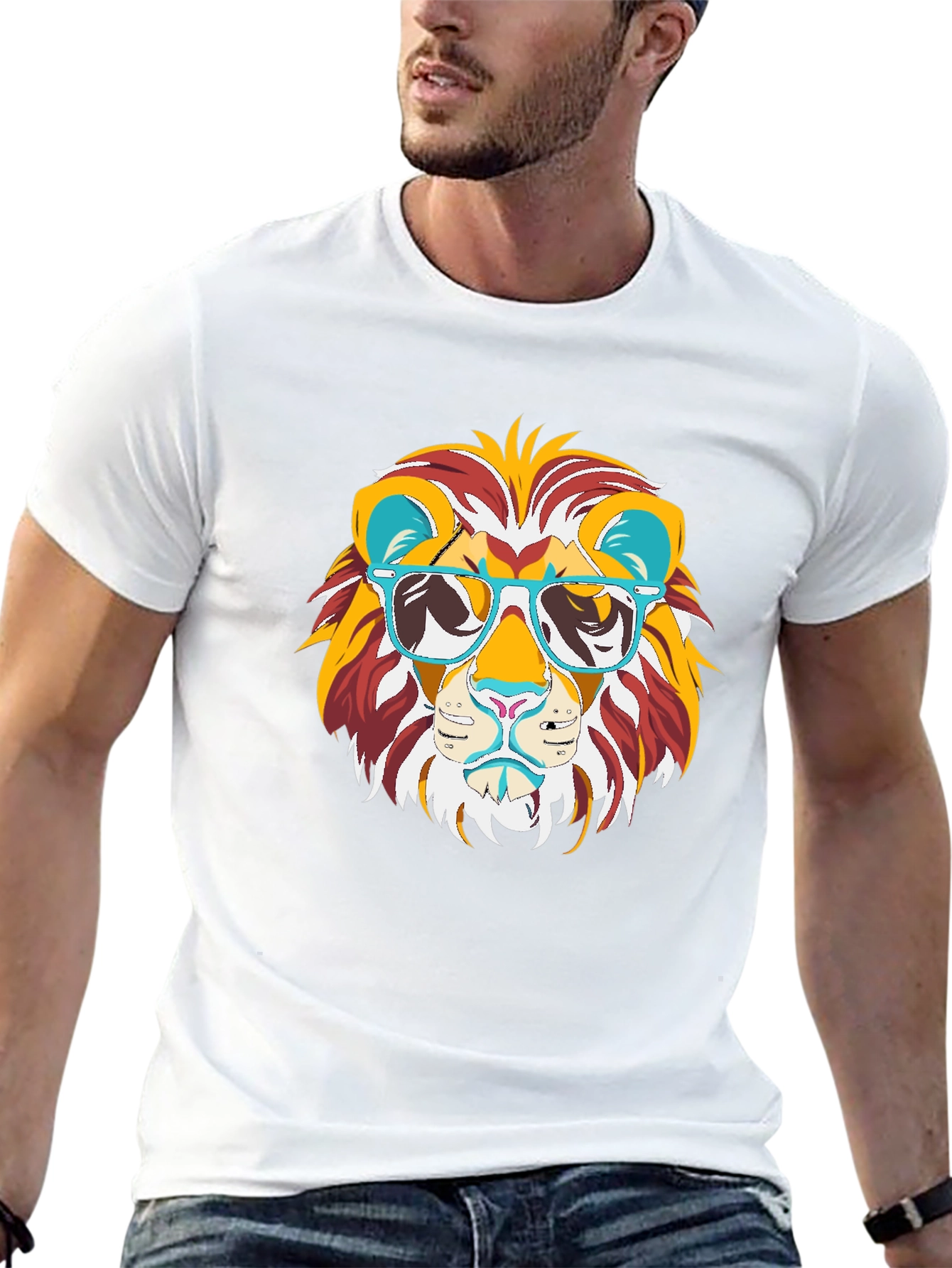 Cool Lion Graphic Tee - Black Cotton T-Shirt