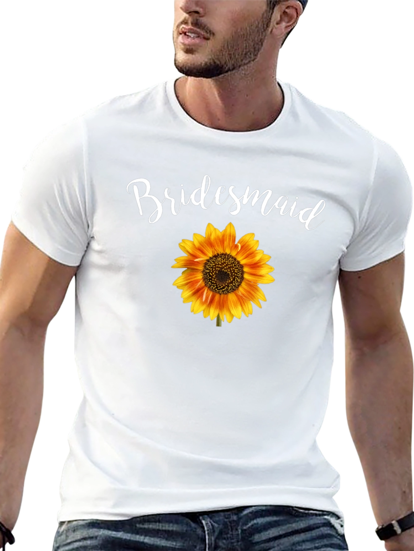 Bridesmaid Sunflower Graphic Tee - Black