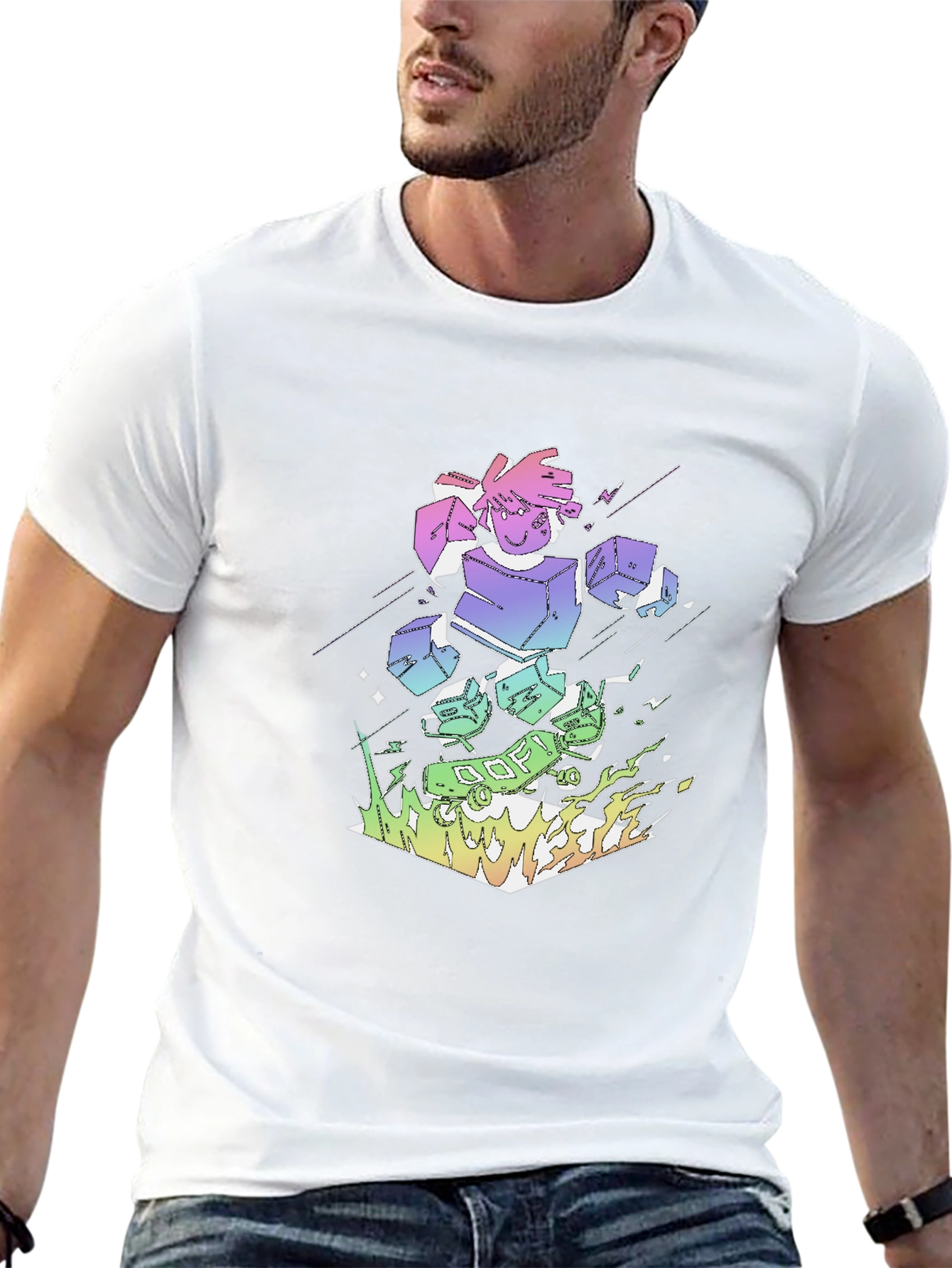 Retro Anime Robot Graphic Black T-Shirt