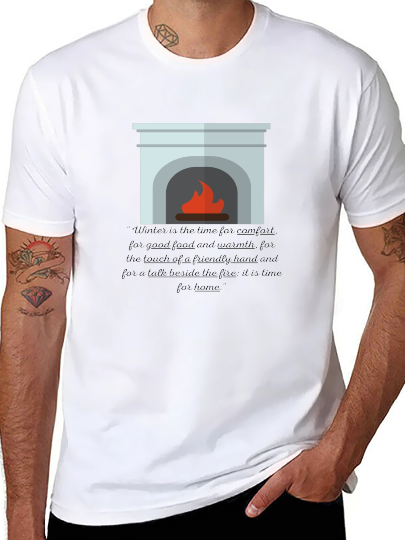 Cozy Fireplace Graphic Tee - Comfort & Style