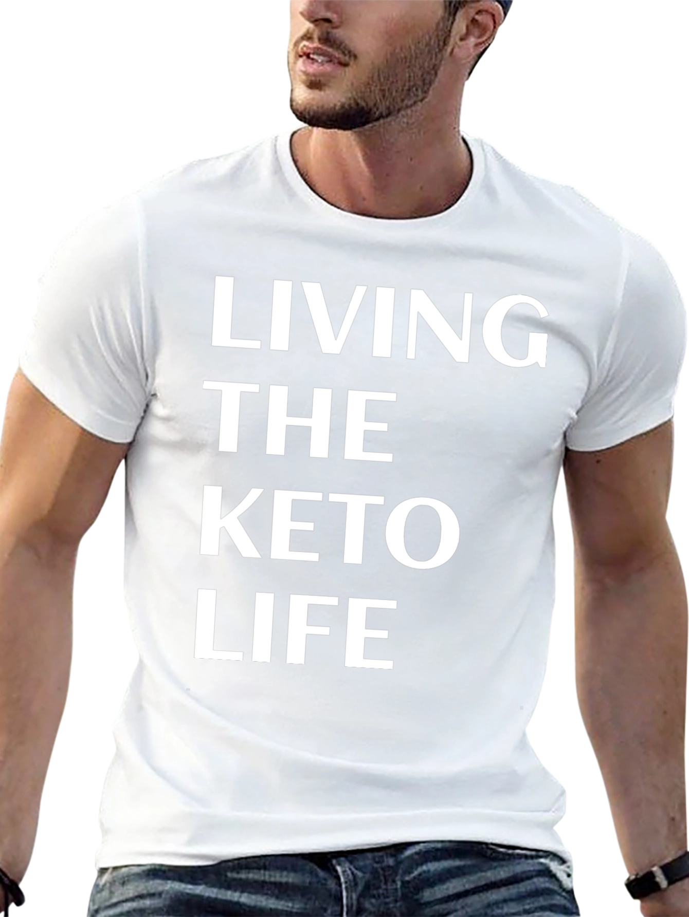 Living the Keto Life T-Shirt - Bold White Text