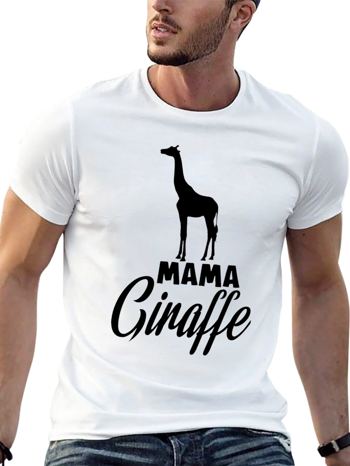 Mama Giraffe Graphic T-Shirt - Black