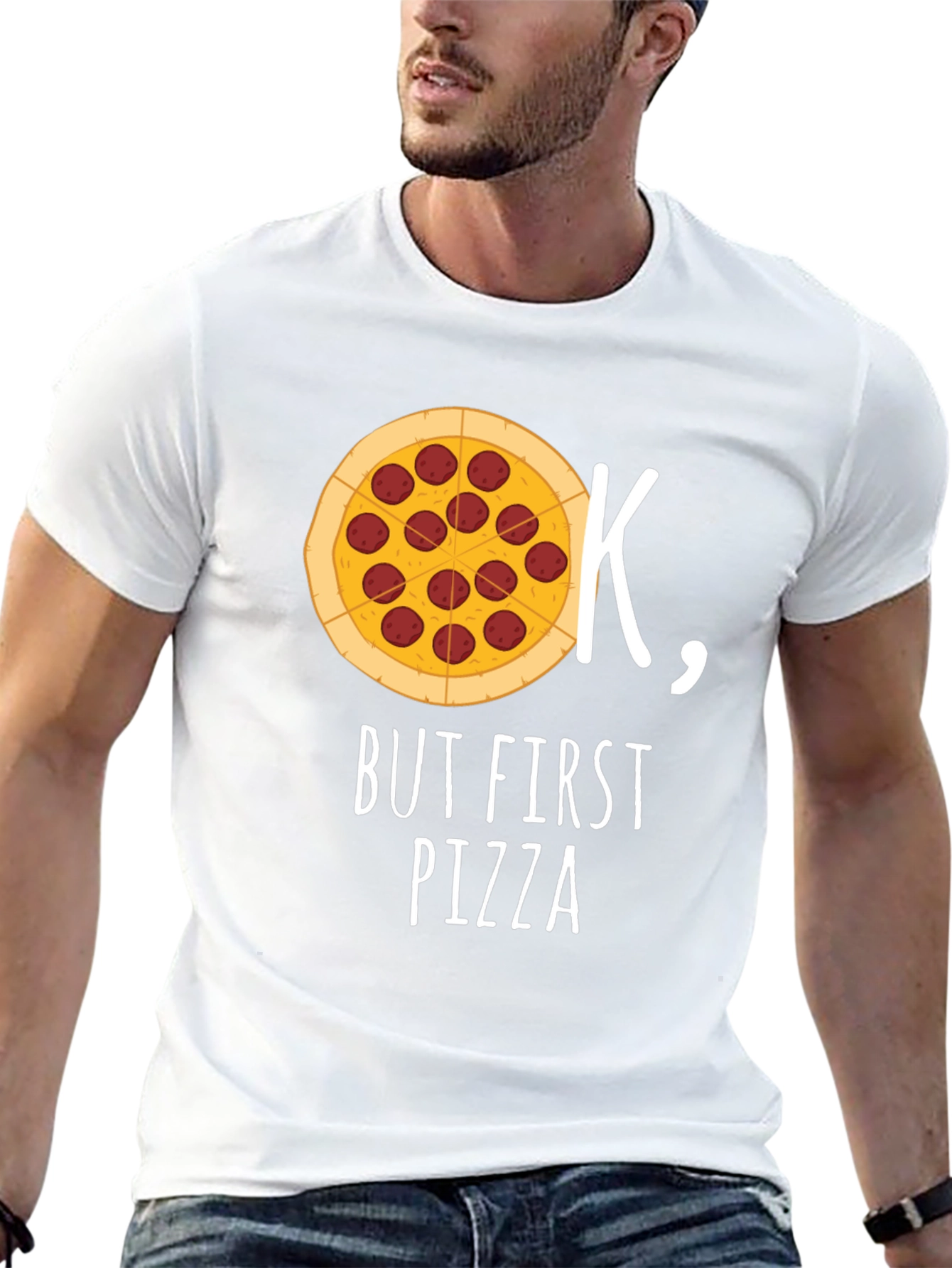 Ok But First Pizza Black Graphic T-Shirt