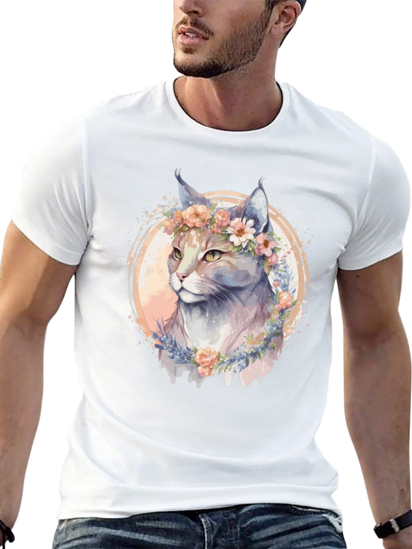 Floral Cat T-Shirt - Stylish & Comfortable