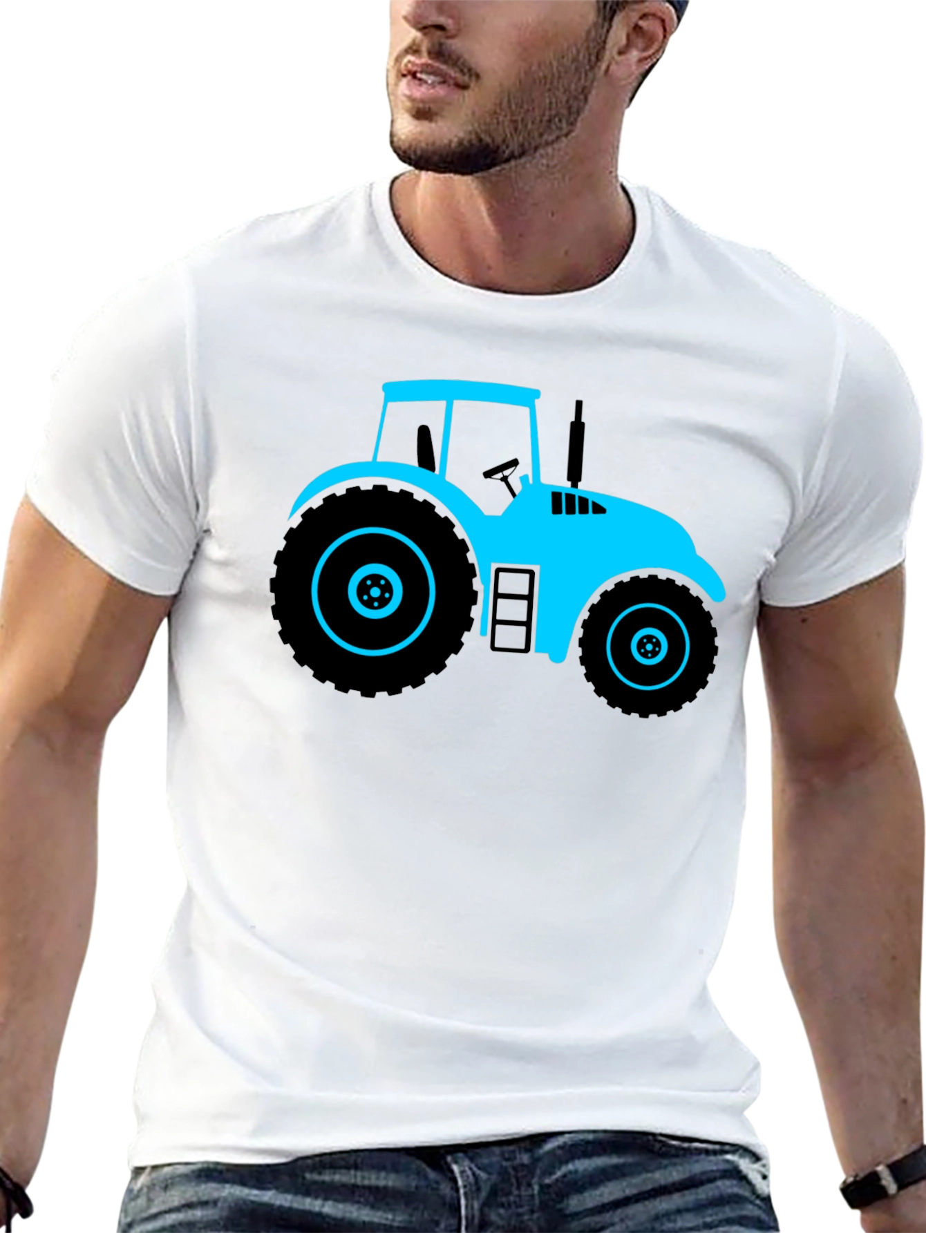 Cool Tractor Graphic Tee - Black Cotton T-Shirt