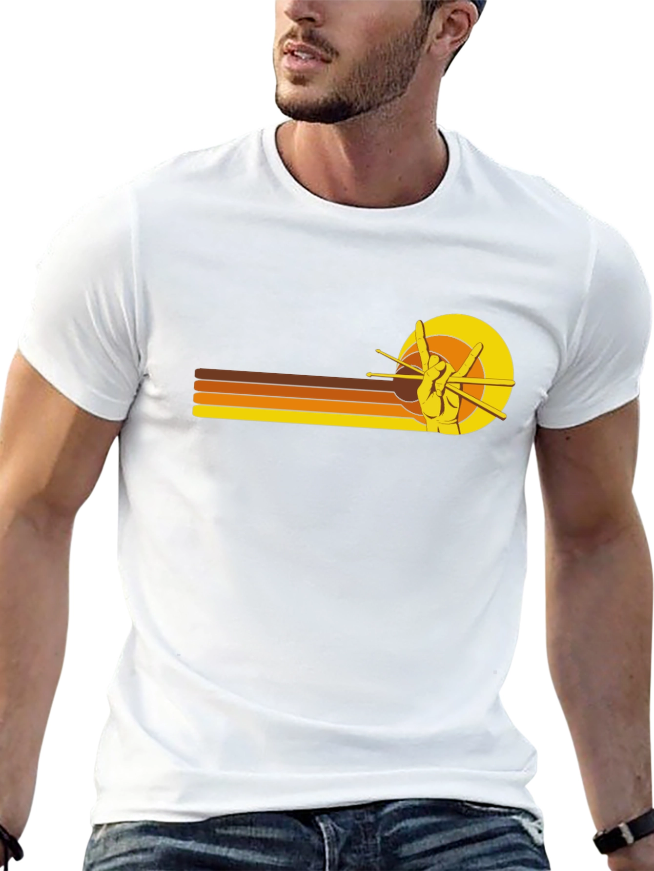 Retro Rock On Hand Drummer T-Shirt