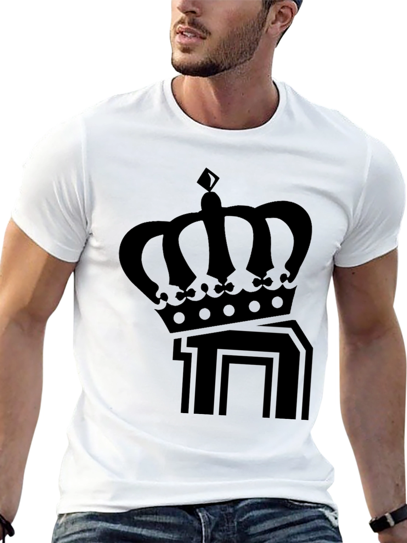 Crown & Number T-Shirt - Black Graphic Tee