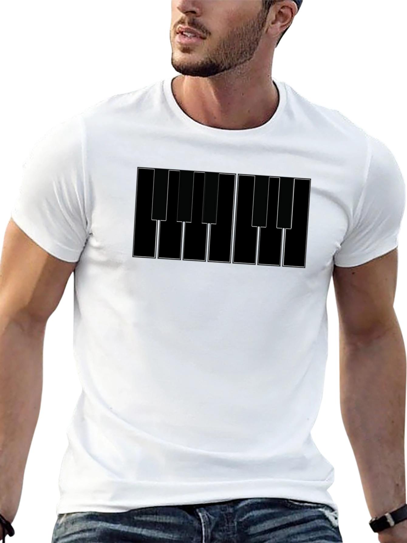 Piano Keys Graphic Tee - Musical Style