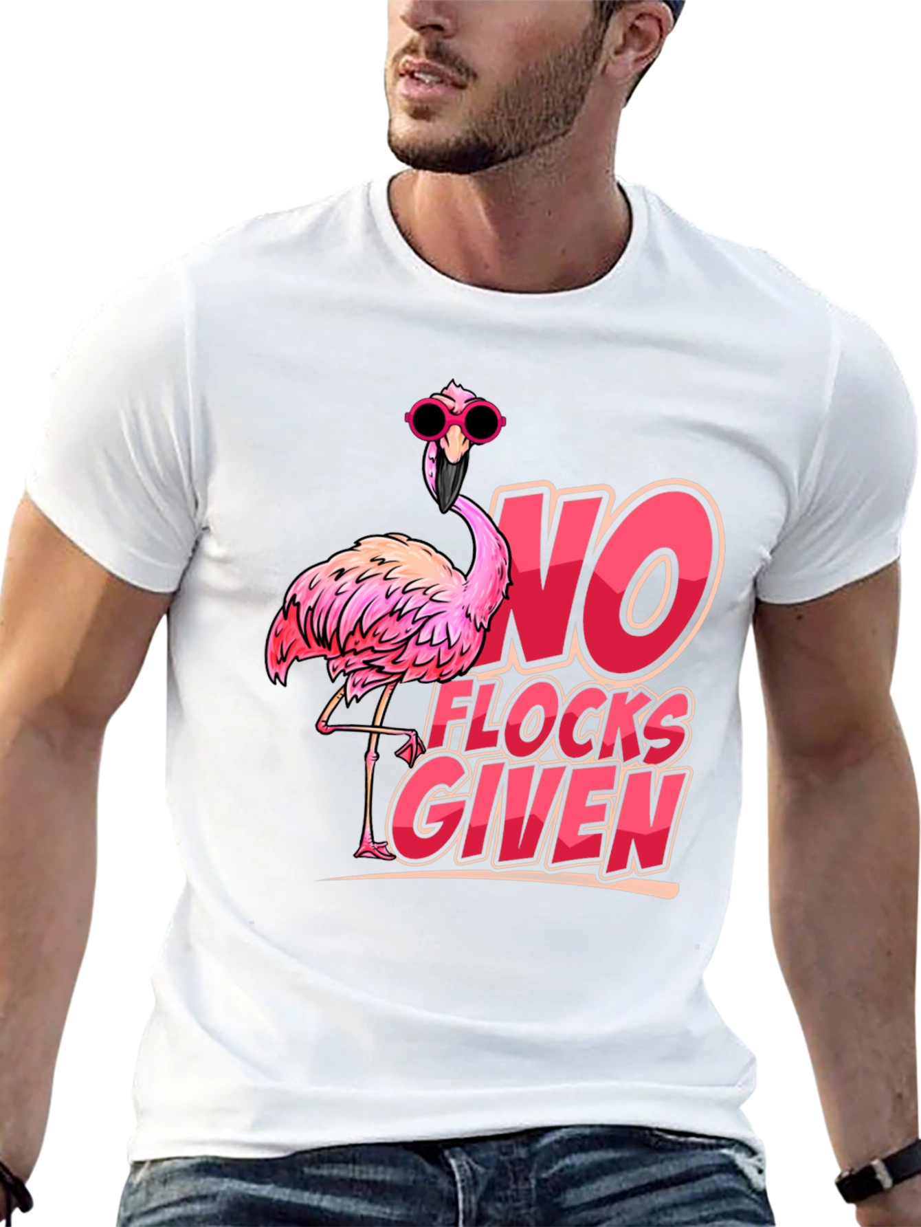 Funny Flamingo T-Shirt - No Flocks Given