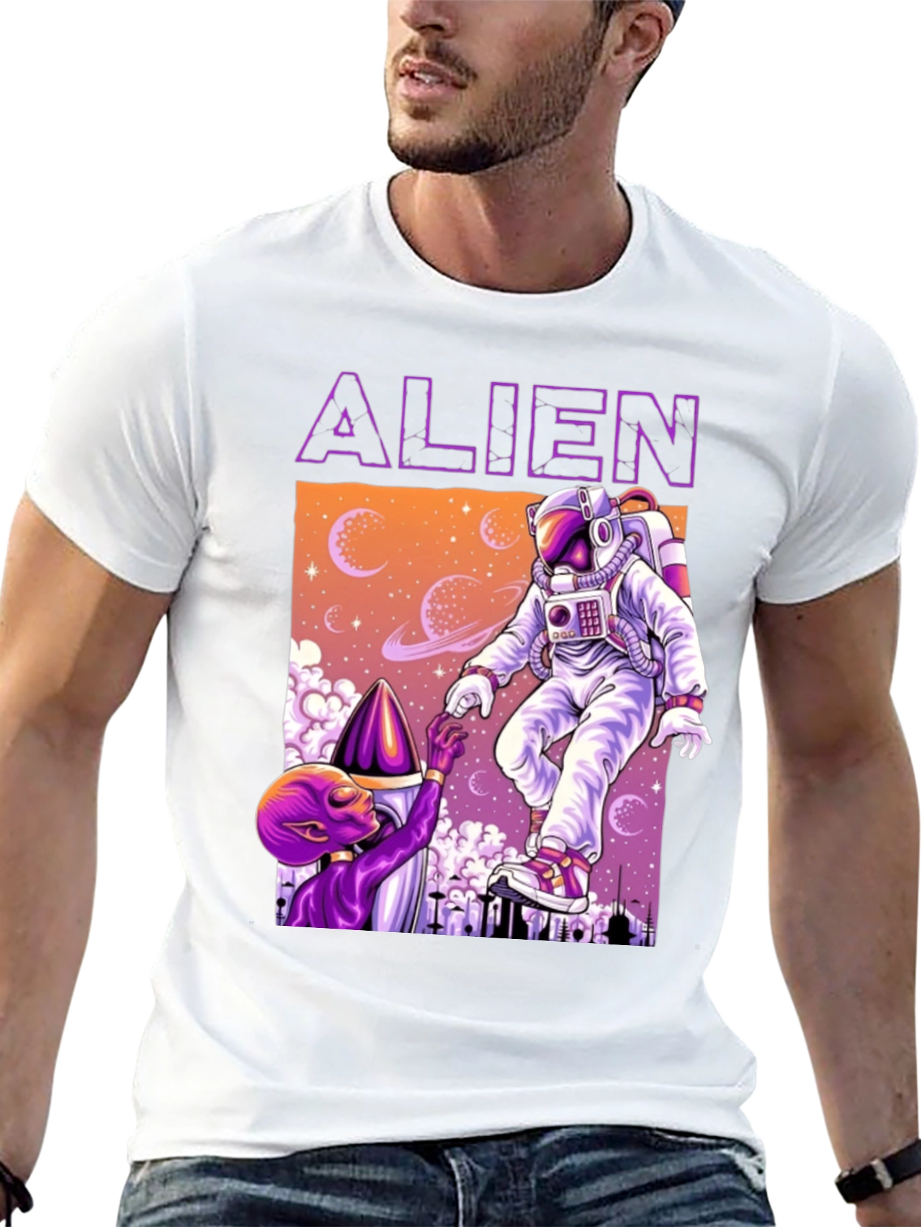 Alien & Astronaut Graphic Tee - Space Adventure