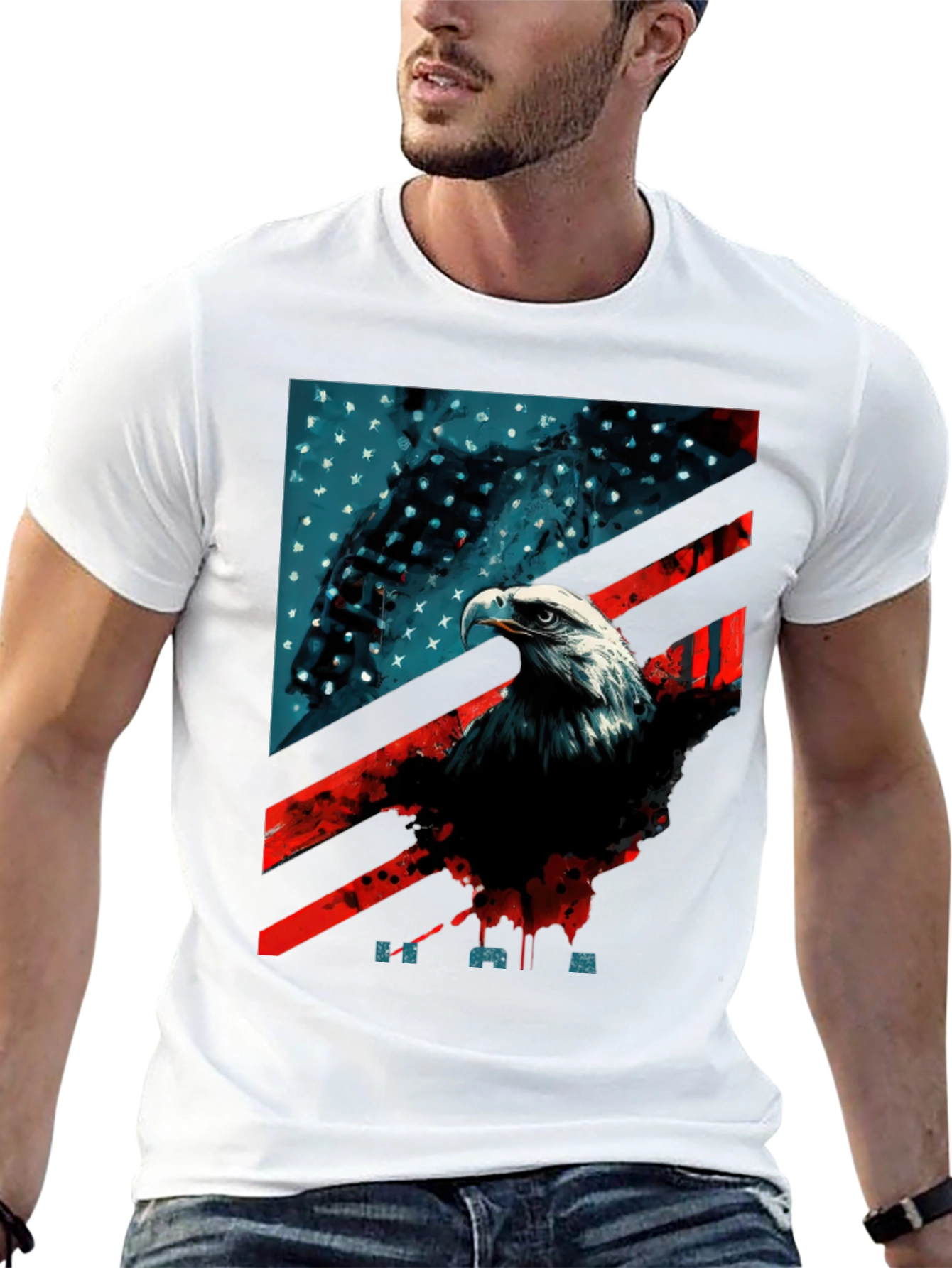 Patriotic Eagle Graphic T-Shirt - American Flag Tee