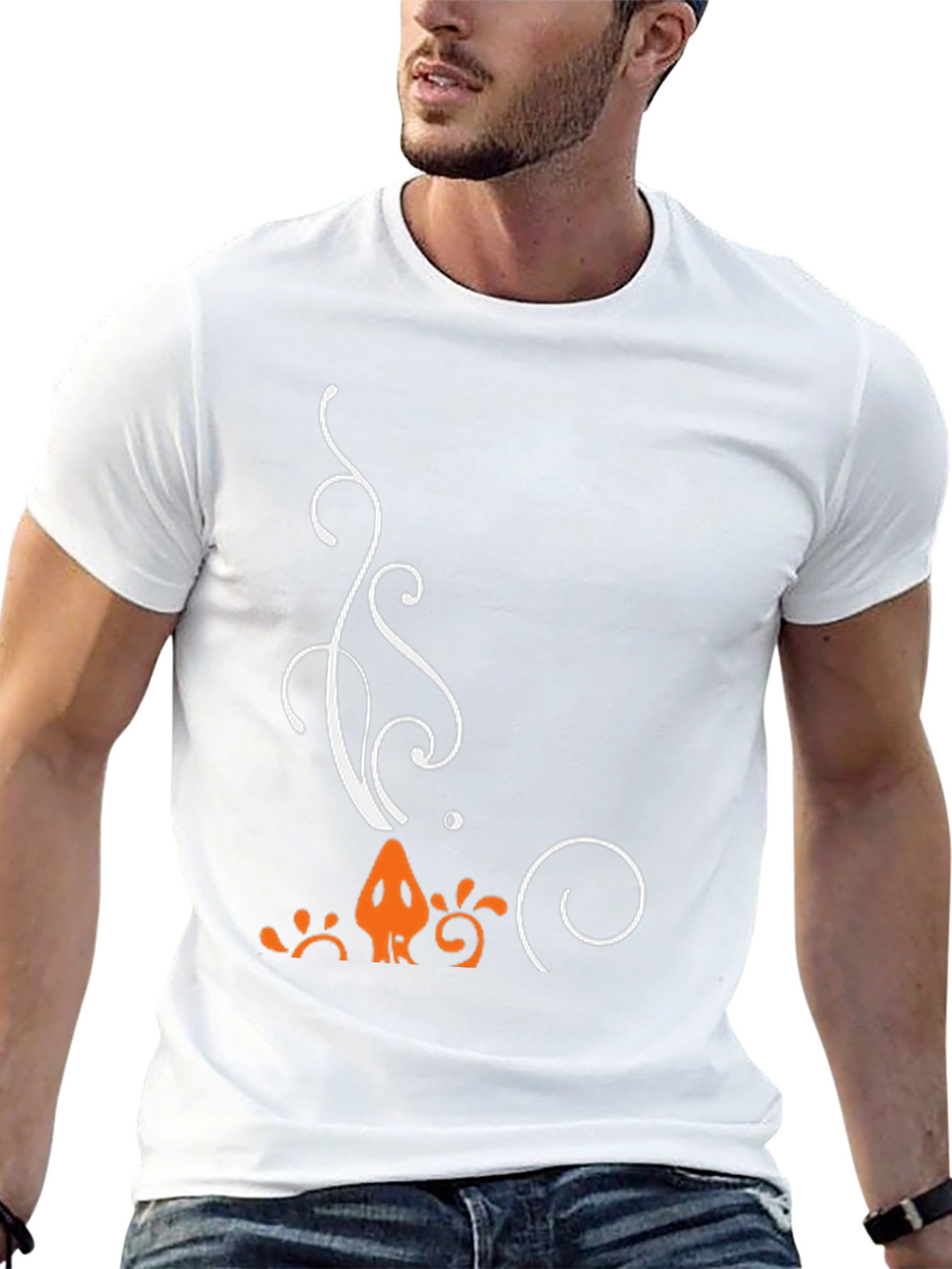 Stylized Graphic Tee - Black Cotton Blend