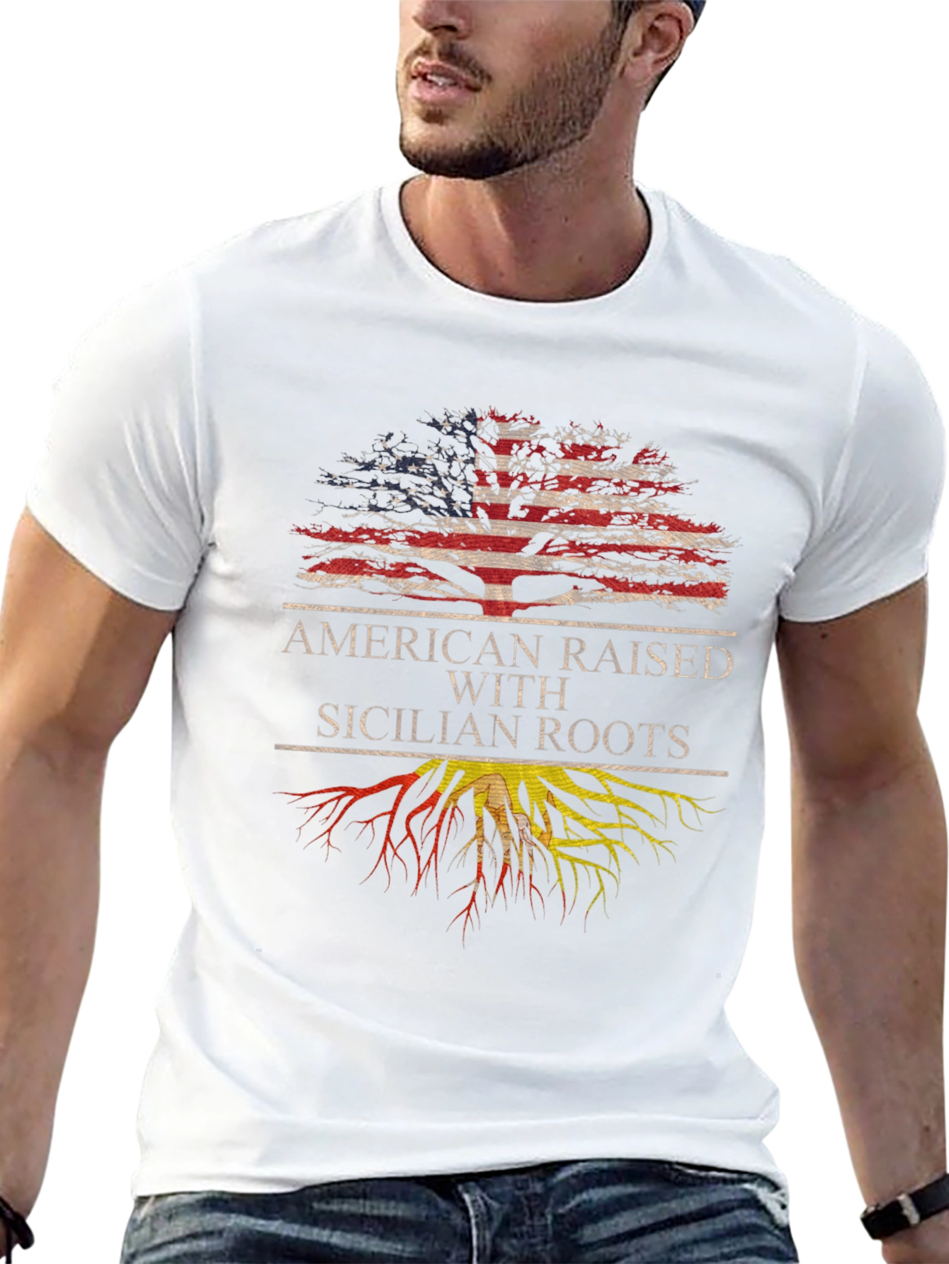 American Raised with Sicilian Roots Graphic Tee