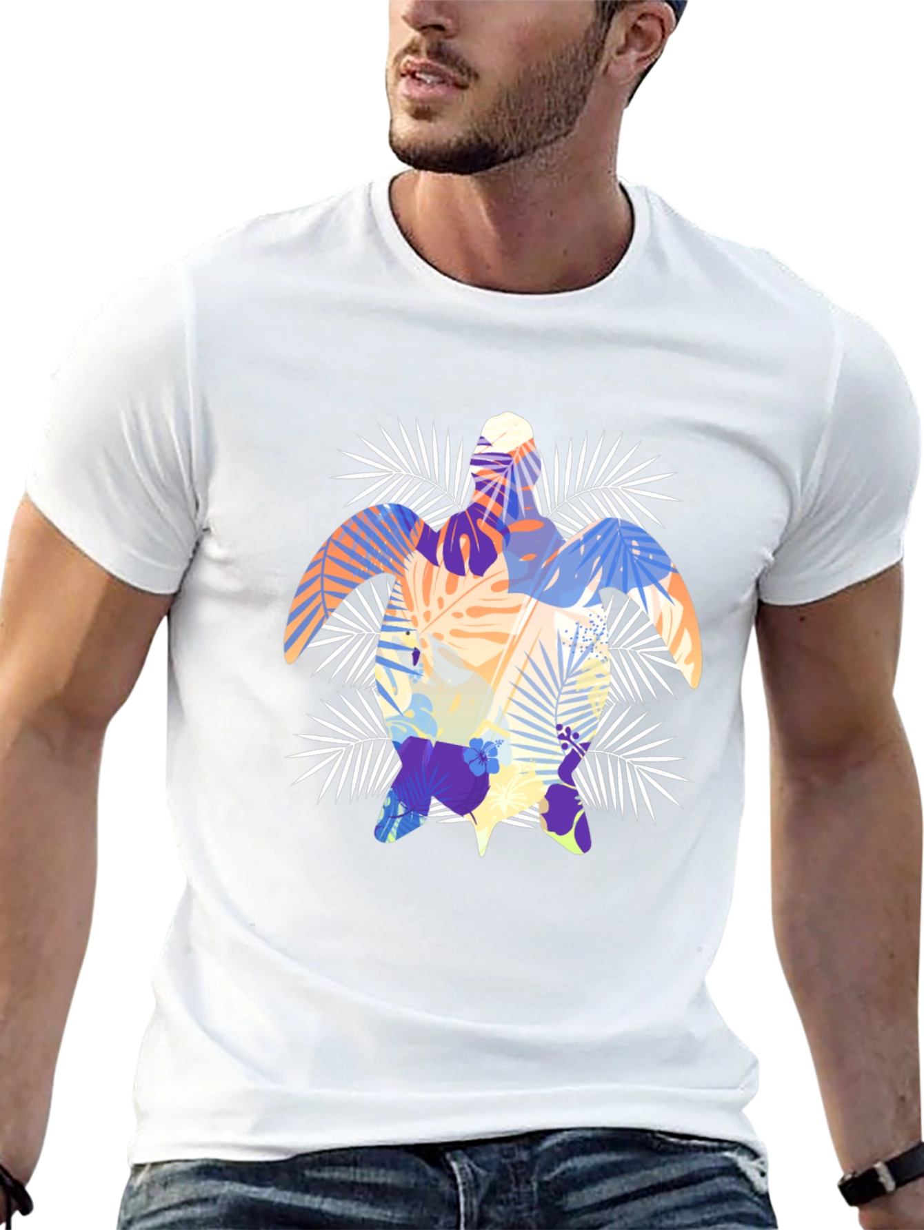 Tropical Turtle Graphic Tee - Black