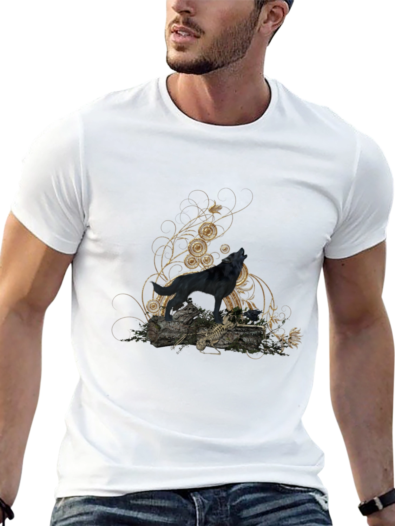 Black Wolf Graphic Tee - Mens Fashion