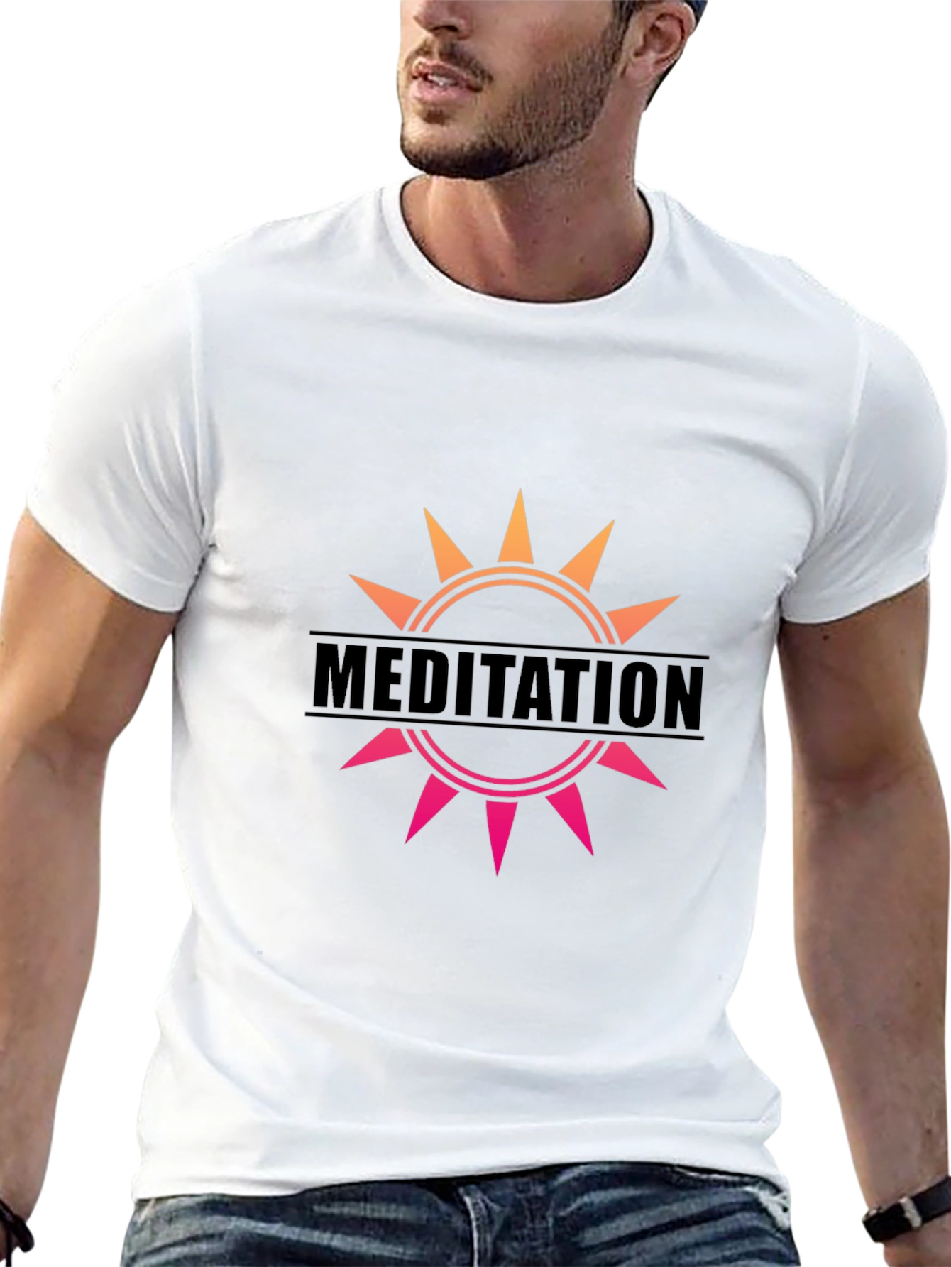 Meditation Sun Graphic Black T-Shirt