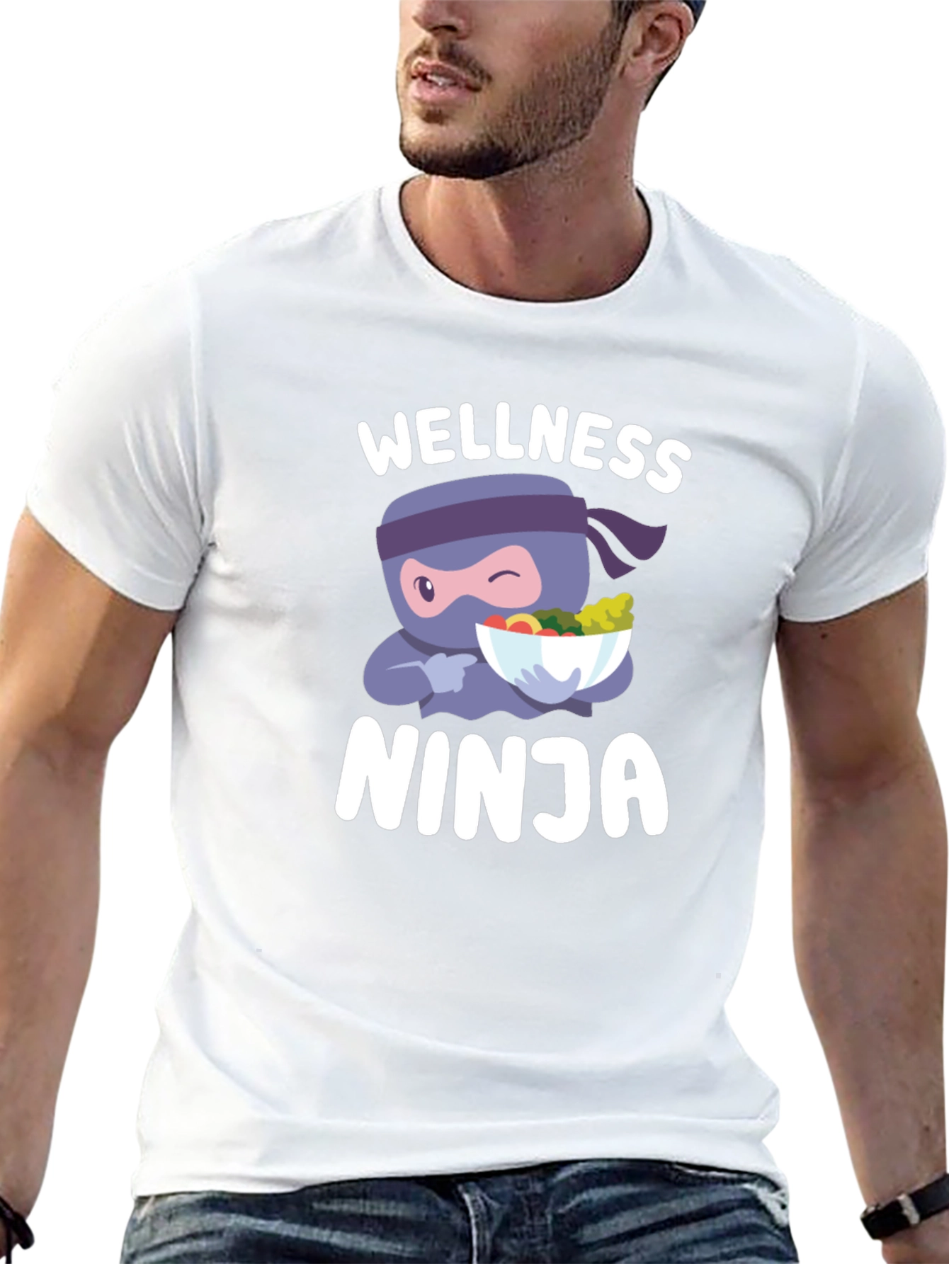 Wellness Ninja T-Shirt - Healthy Food Cartoon Tee
