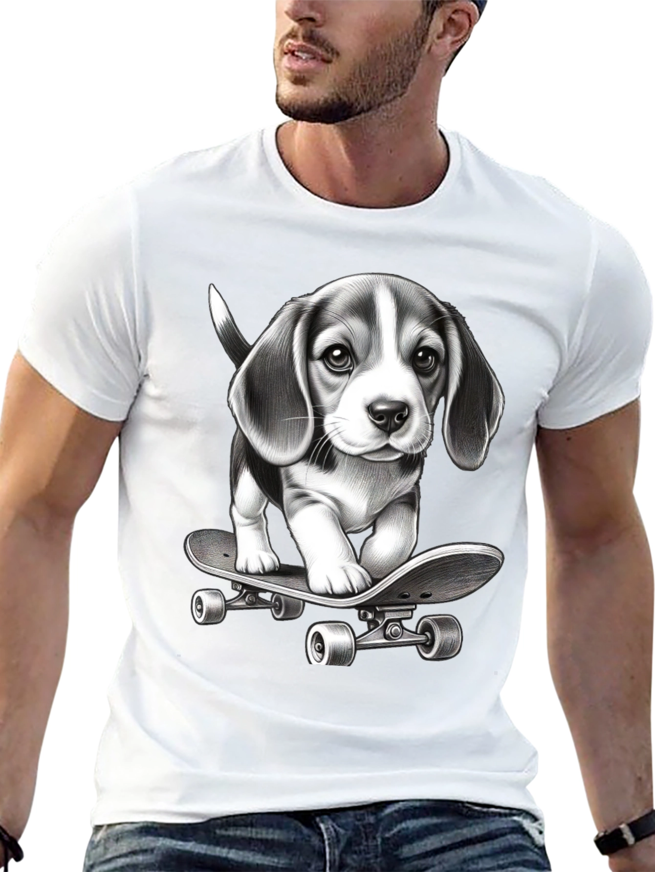 Dog on Skateboard Graphic Tee
