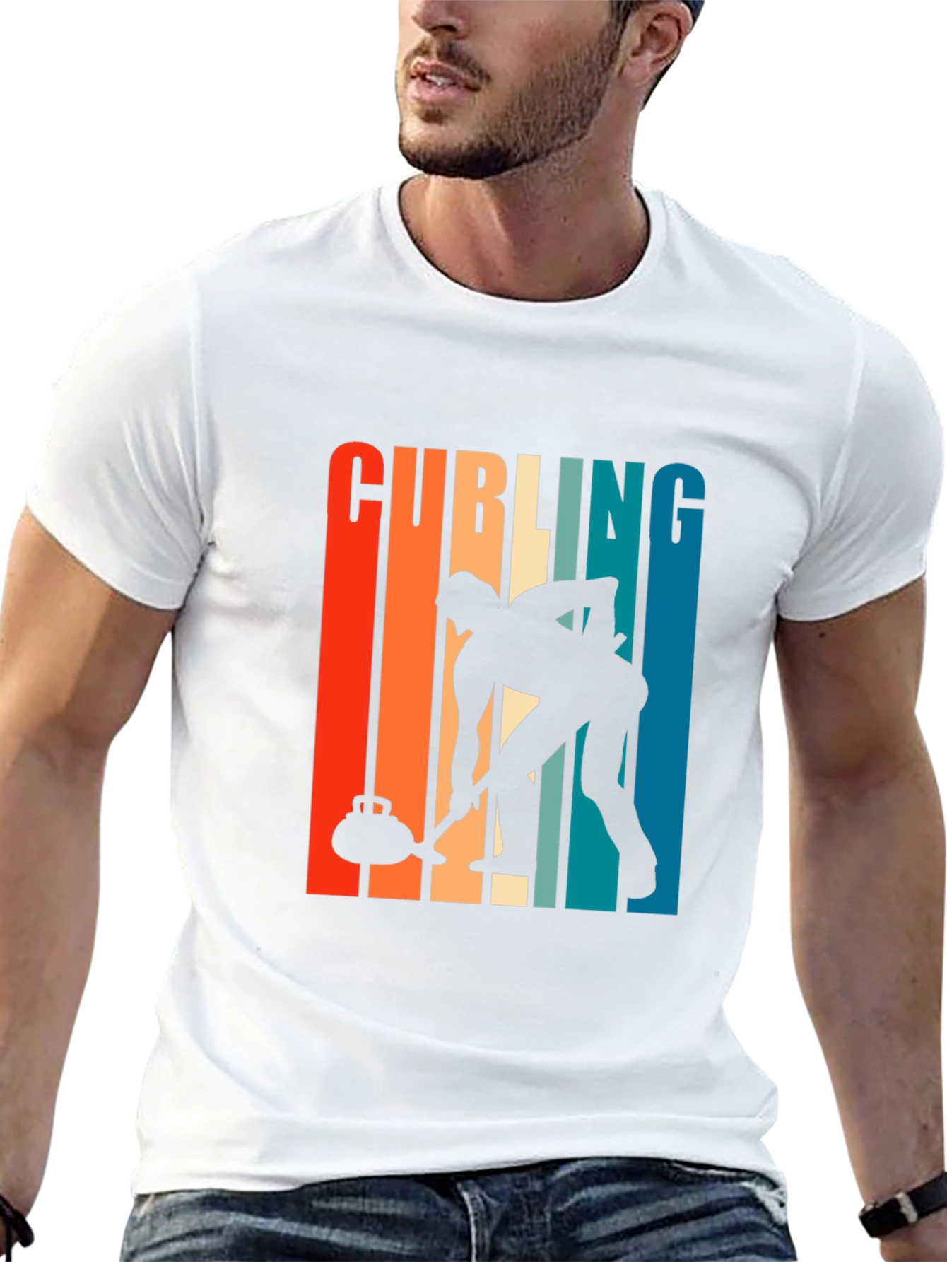 Retro Curling Player Graphic Tee