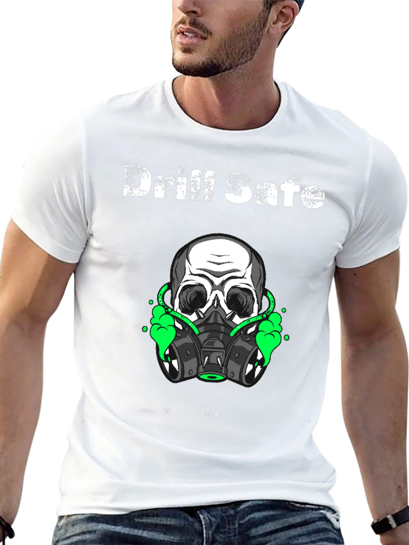 Drill Safe Skull Graphic Black T-Shirt
