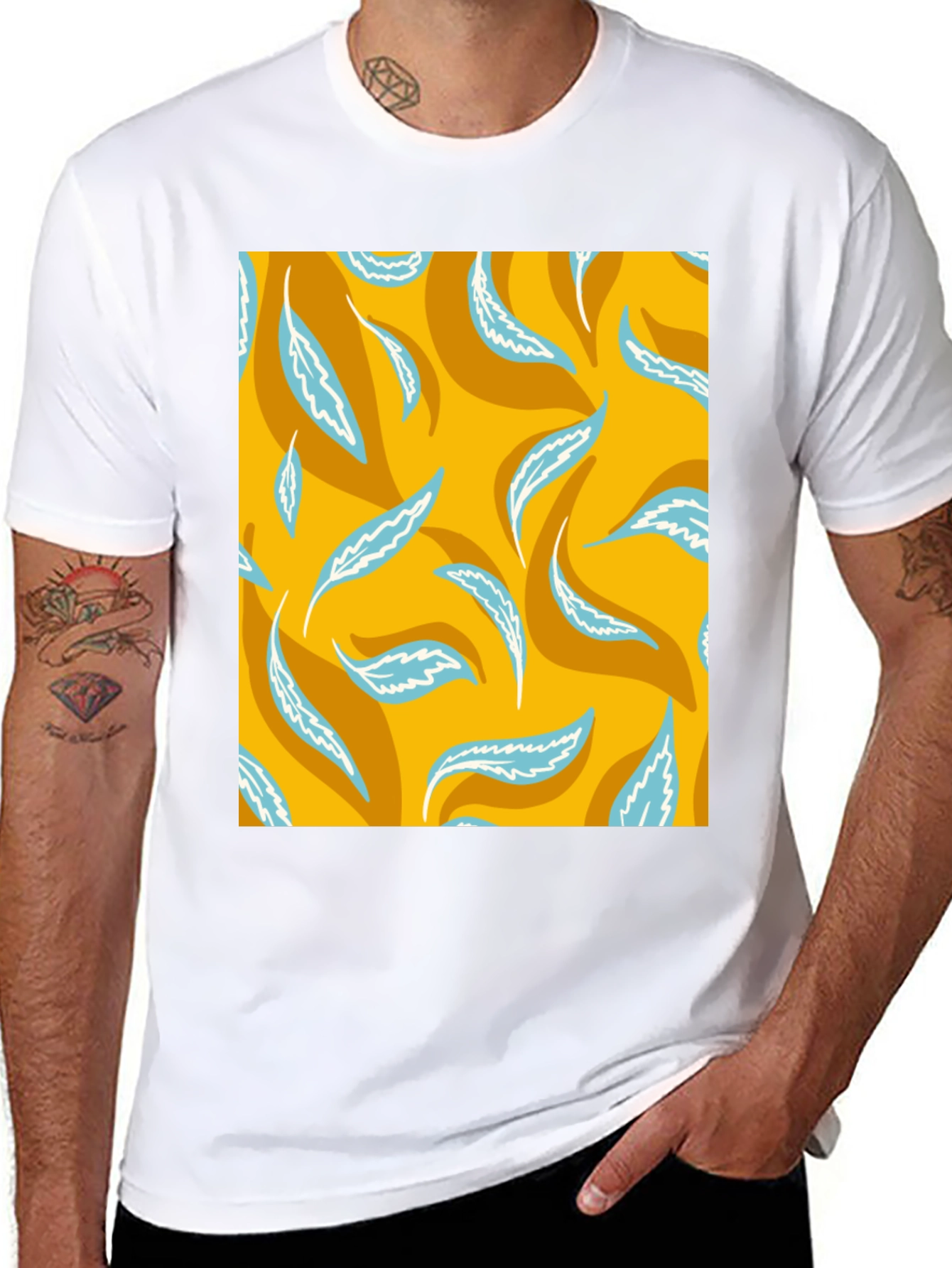 Leaf Print T-Shirt - Stylish Casual Wear