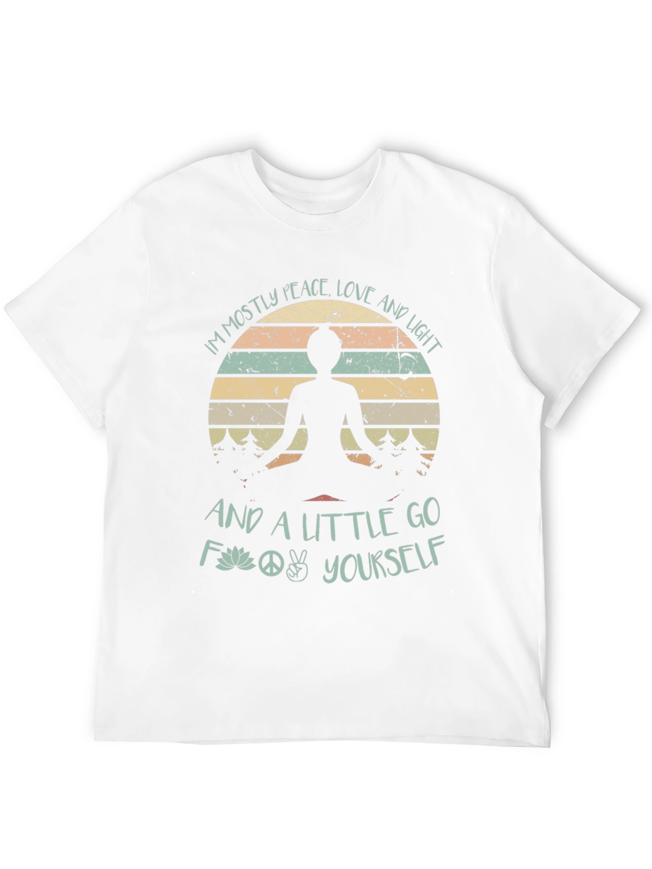 Peace Love Light T-Shirt - Yoga Lotus Design