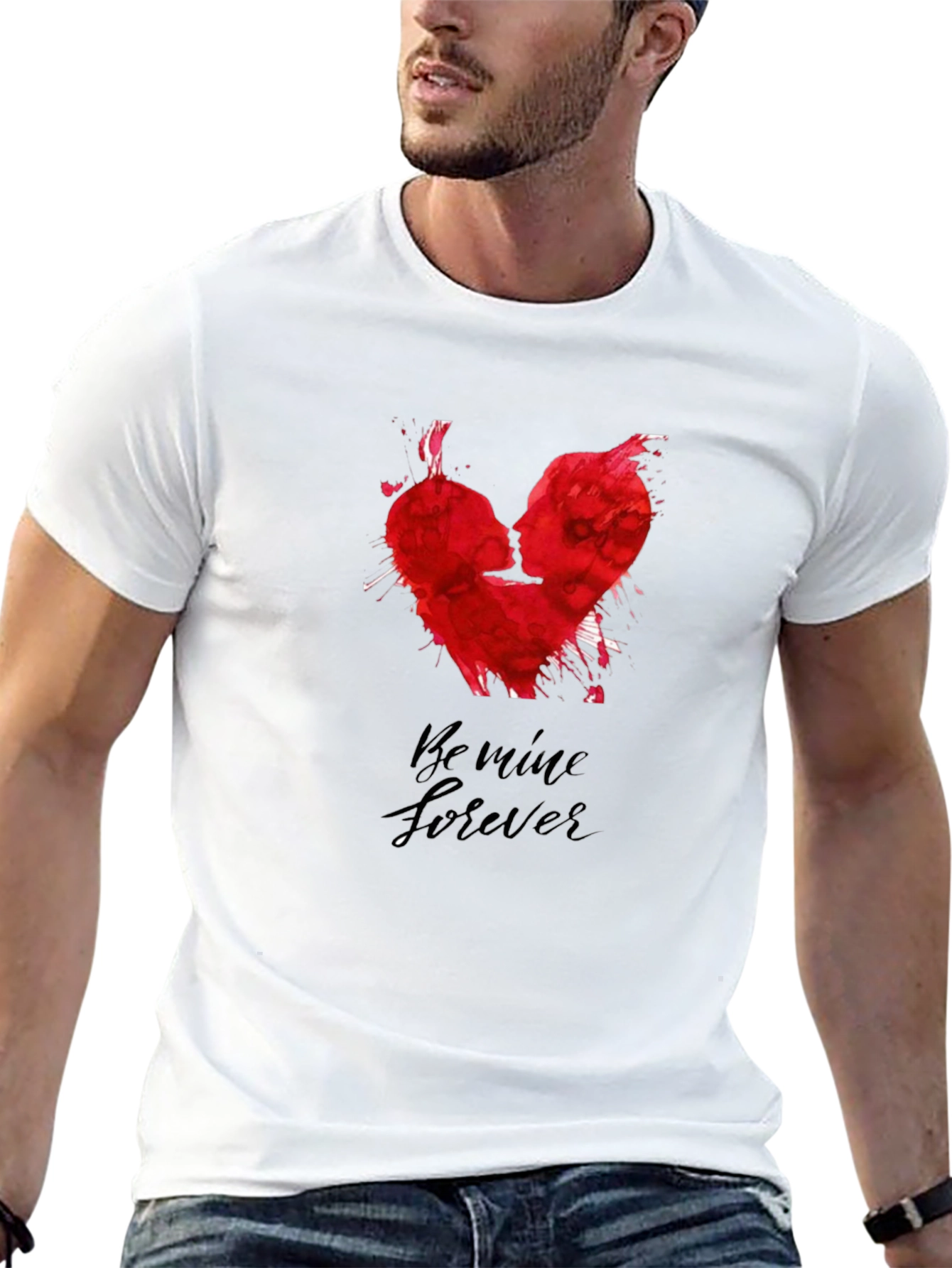 Romantic Heart Valentines Day Graphic T-Shirt