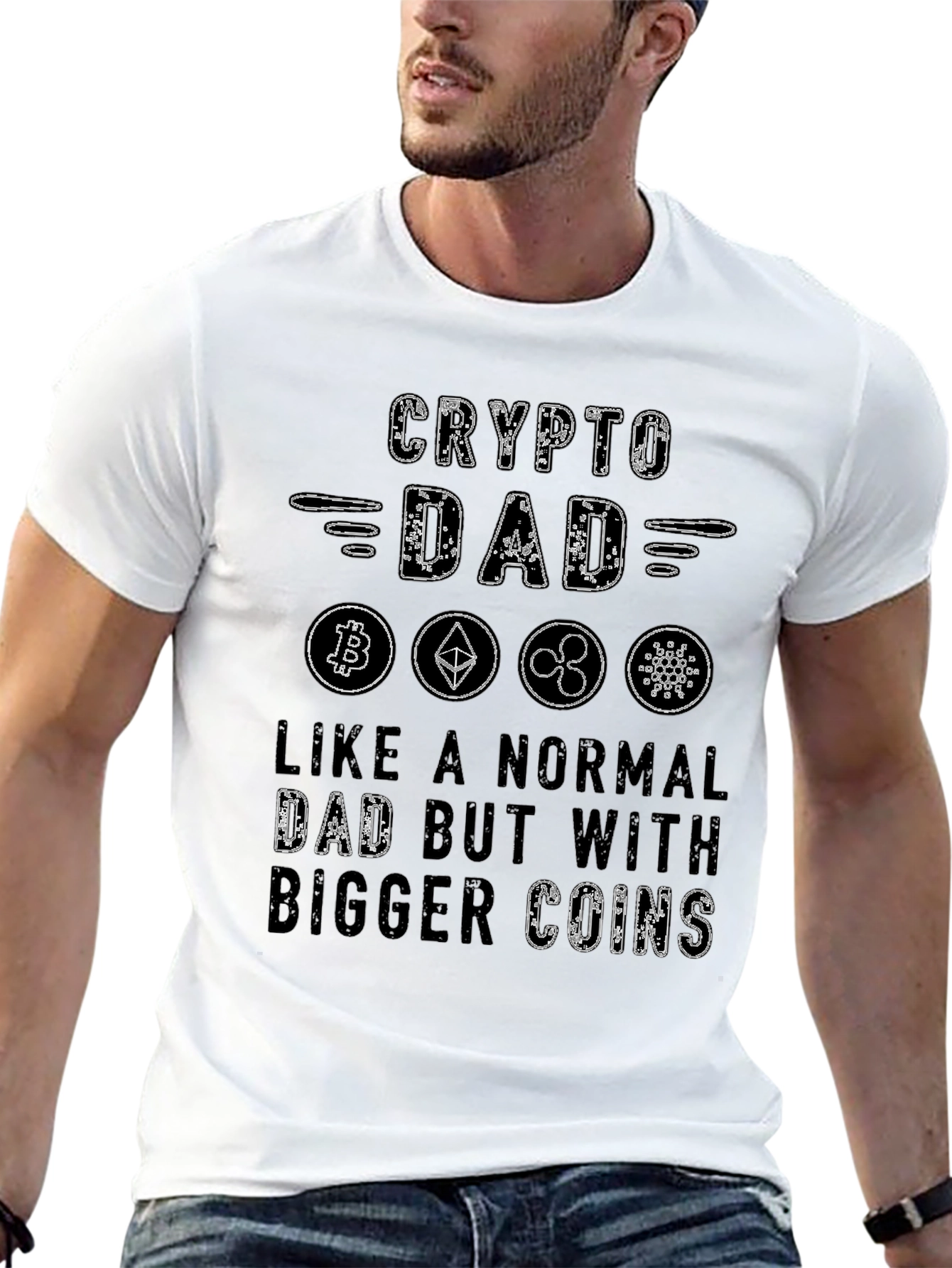 Crypto Dad T-Shirt - Bitcoin Ethereum Ripple Design