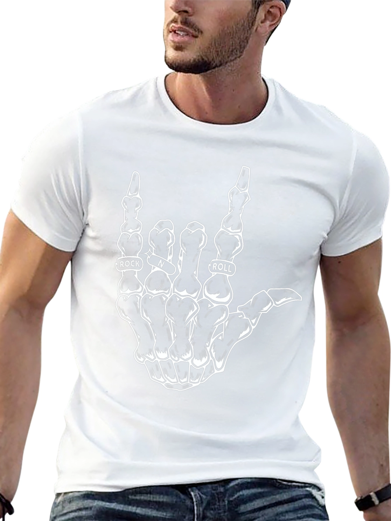 Rock and Roll Skeleton Hand Graphic Tee