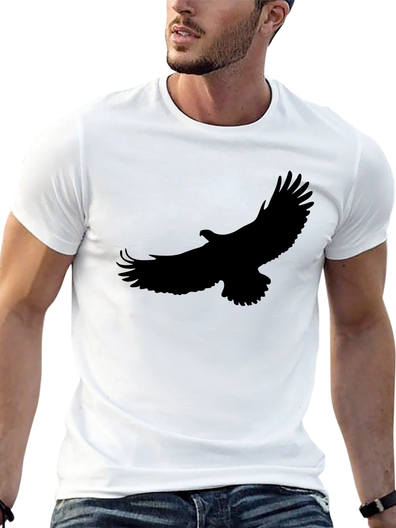 Black T-Shirt with Eagle Silhouette