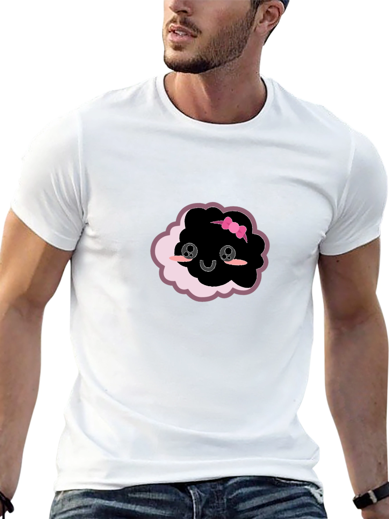 Cute Cloud Kawaii T-Shirt - Black