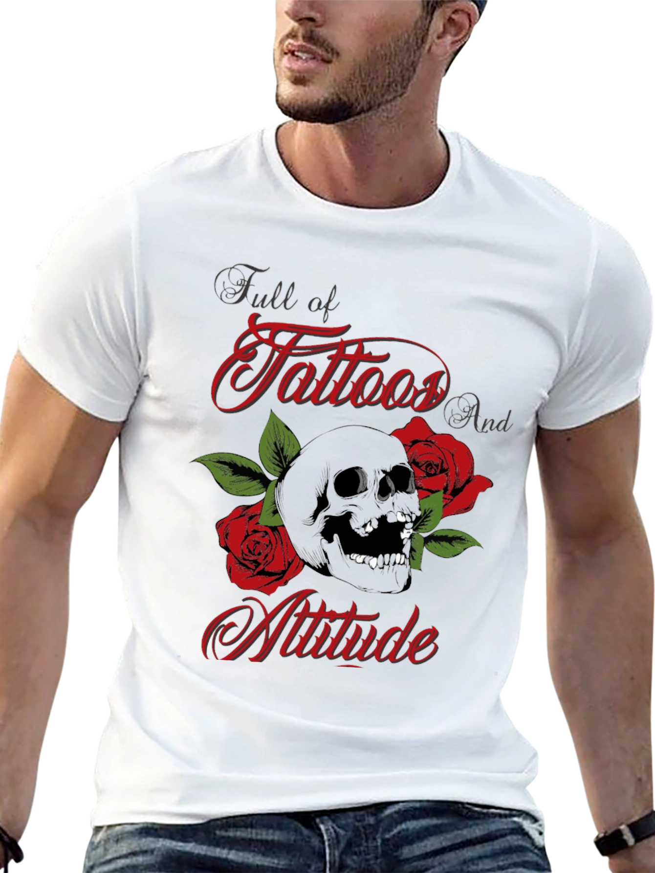 Skull & Roses Tattoo Graphic Tee